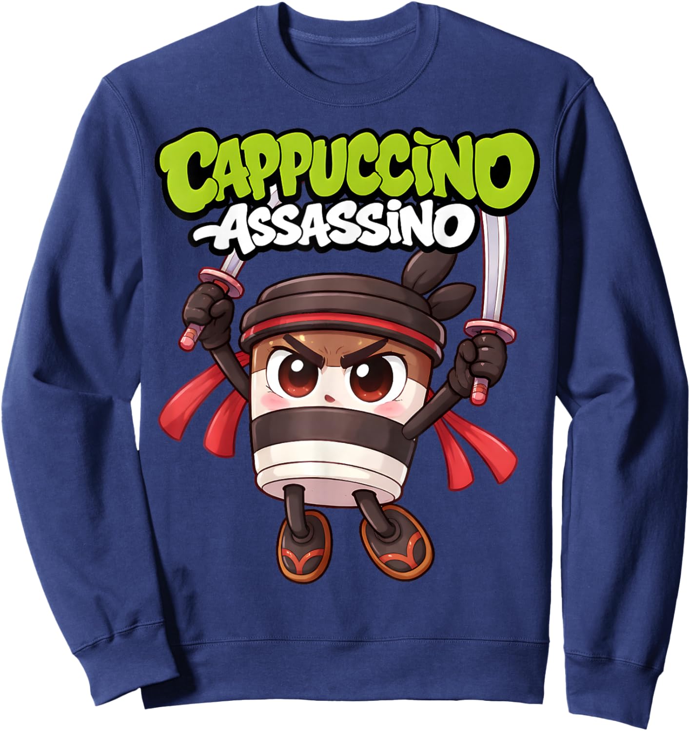 Cappuccino Assassino Cute Italian Brainrot Meme Kids Boys Sweatshirt - Sweatshirt | Navy