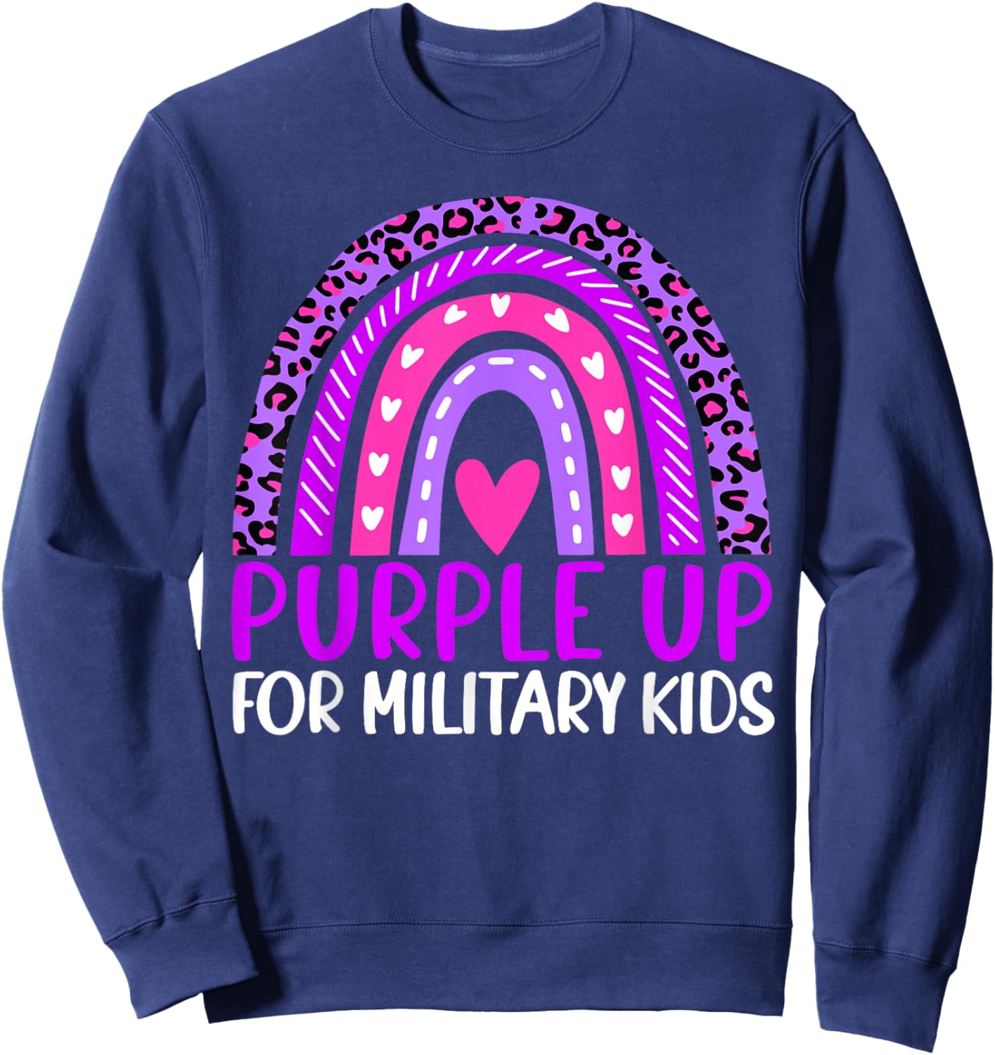 Purple Up For Military Kids Retro Military Child Month Sweatshirt - Sweatshirt | Navy