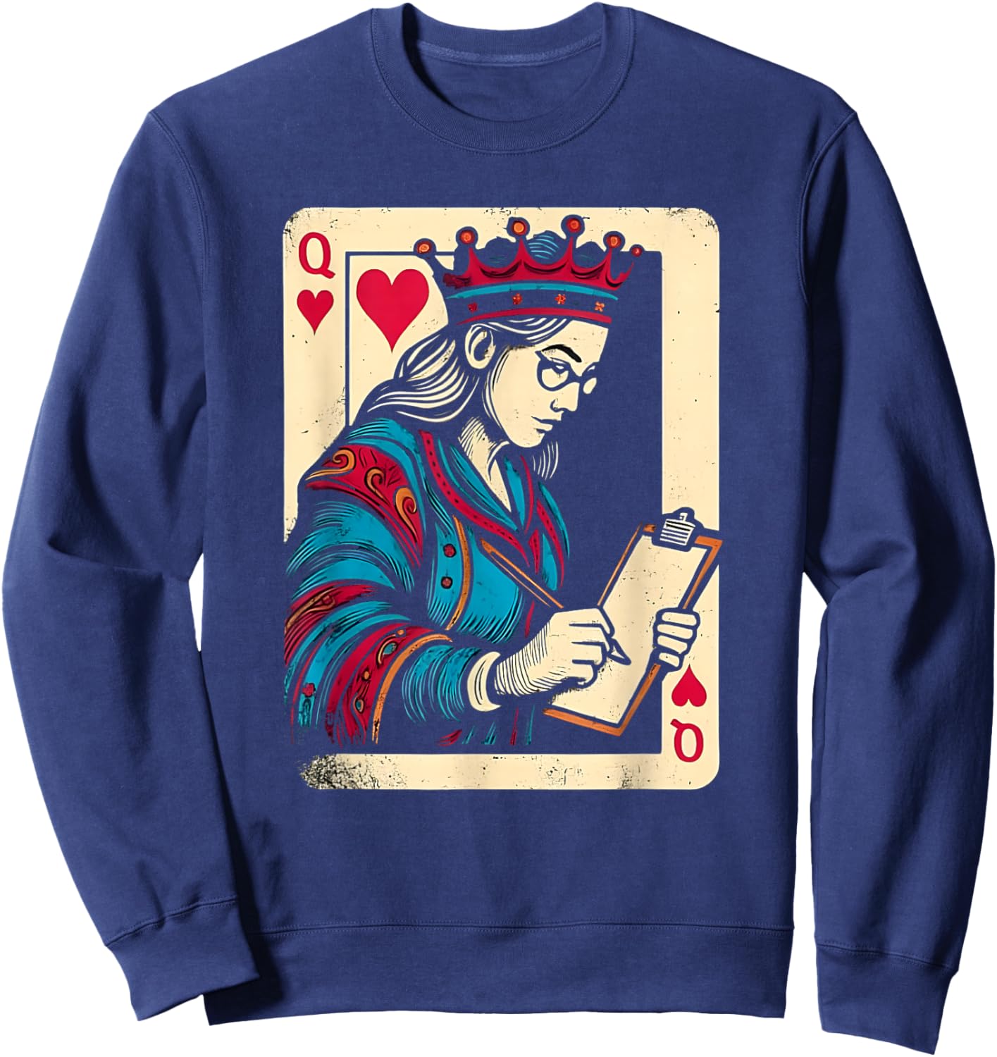 Queen of Heart Teacher Valentine Classroom Theme Sweatshirt - Sweatshirt | Navy