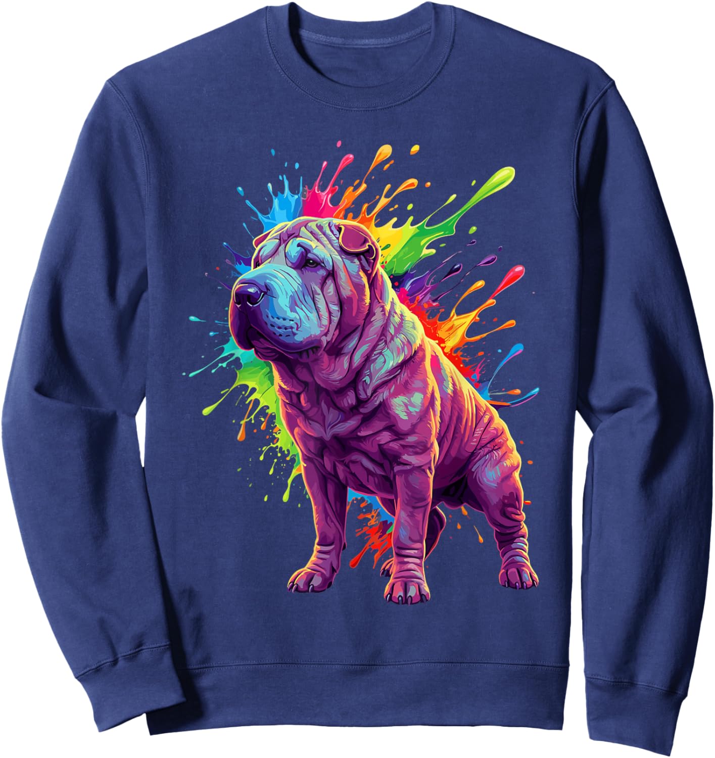 Splash Art Shar Pei Dog Sweatshirt - Sweatshirt | Navy