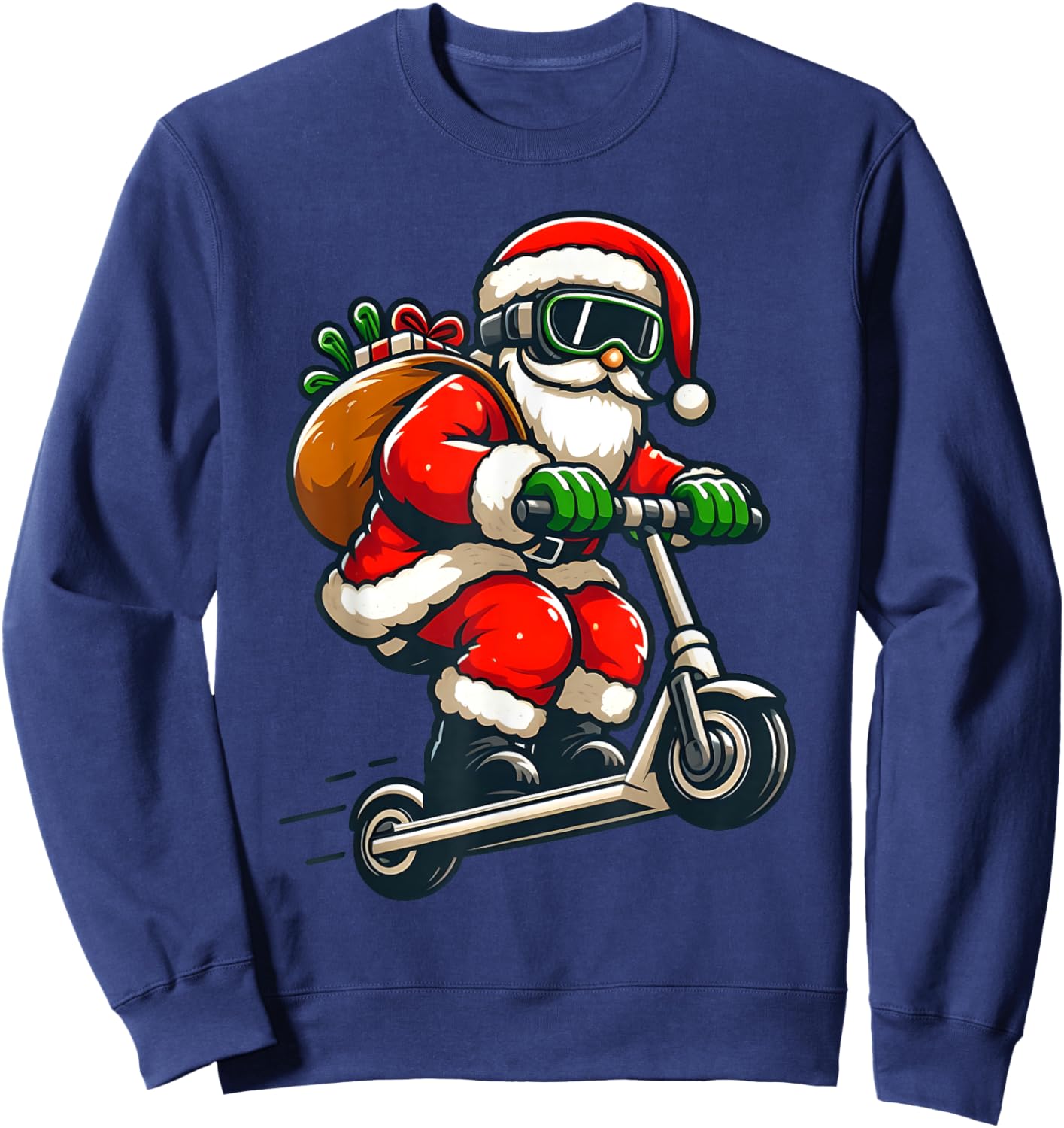 Santa Riding Scooter Christmas Pajama for Toddlers Kids Boys Sweatshirt - Sweatshirt | Navy