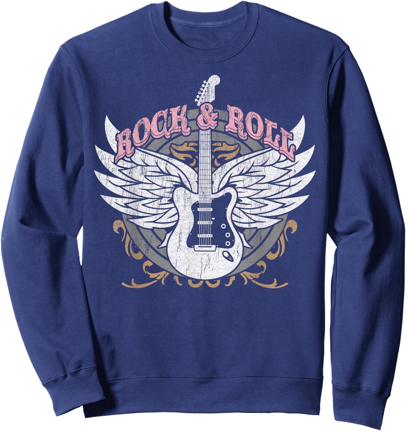 Rock and Roll Guitar Vintage ROCK Women Music Sweatshirt - Sweatshirt | Navy