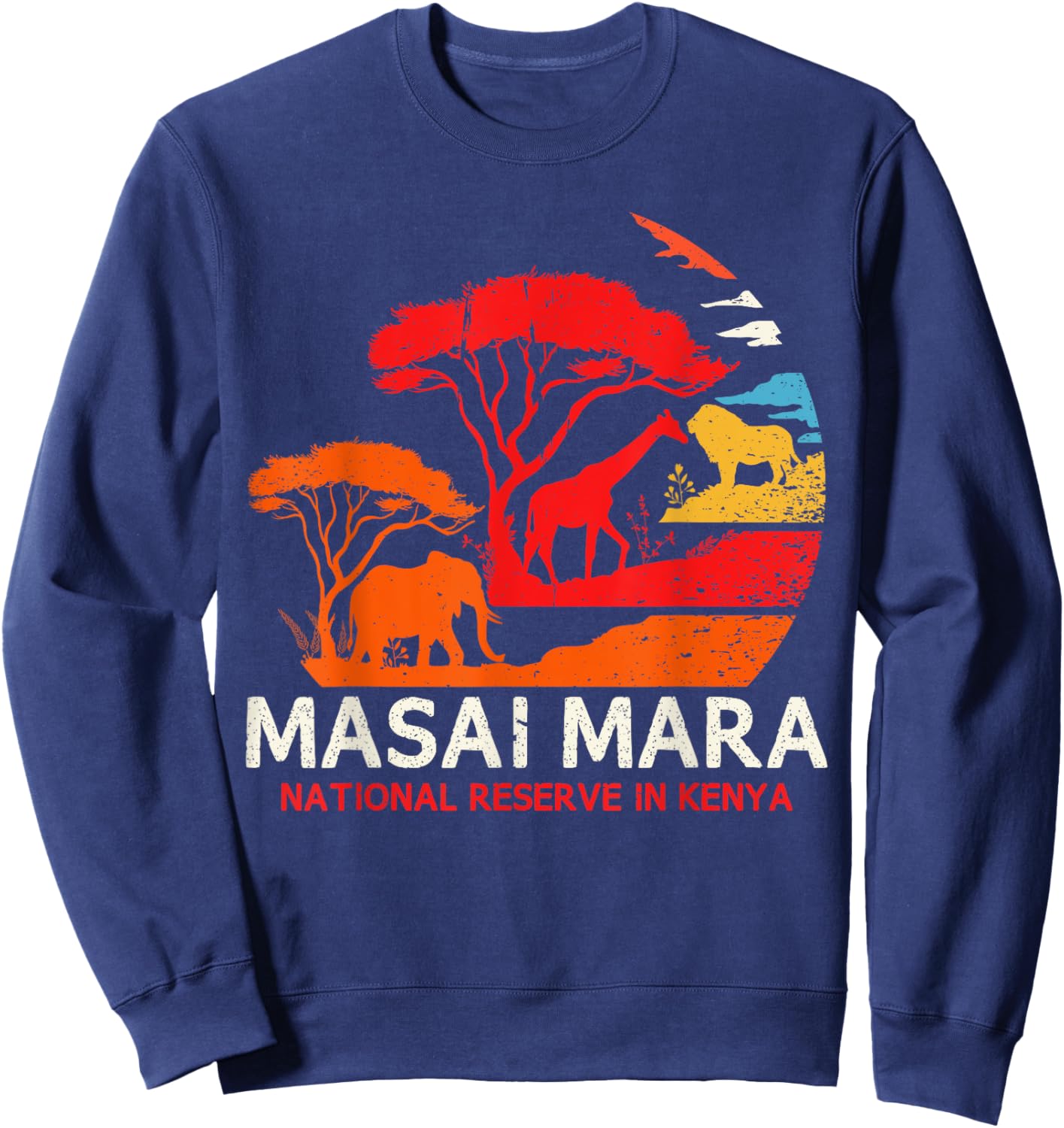 Maasai Mara Africa Safari Animals Kenya Serengeti Travel Sweatshirt - Sweatshirt | Navy
