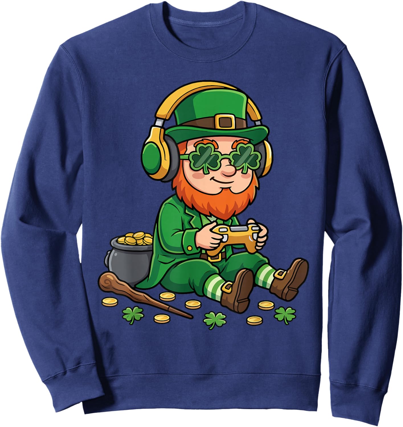 Video Games St Patrick Gamer Funny St. Patricks Day Sweatshirt - Sweatshirt | Navy