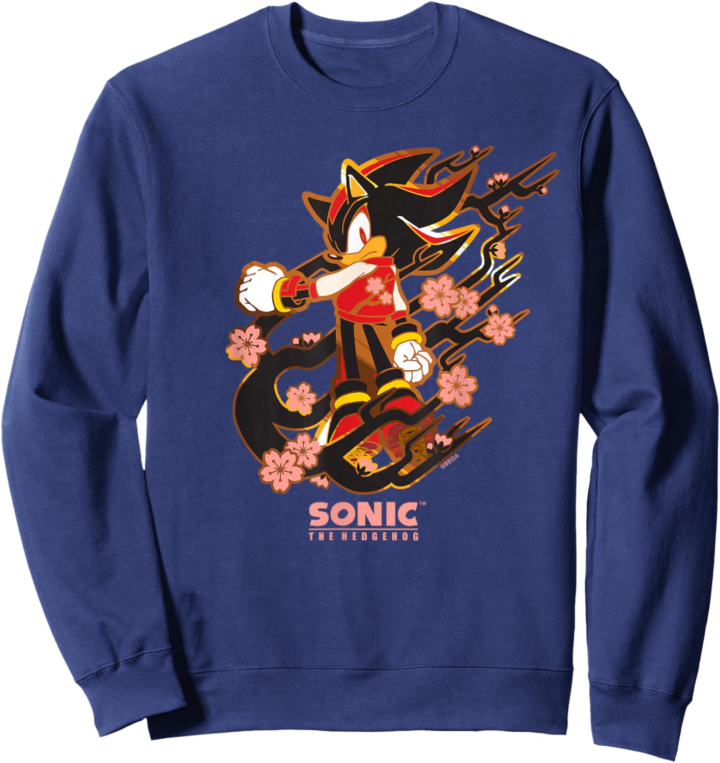 Sonic The Hedgehog - Shadow with Cherry Blossoms Sweatshirt - Sweatshirt | Navy