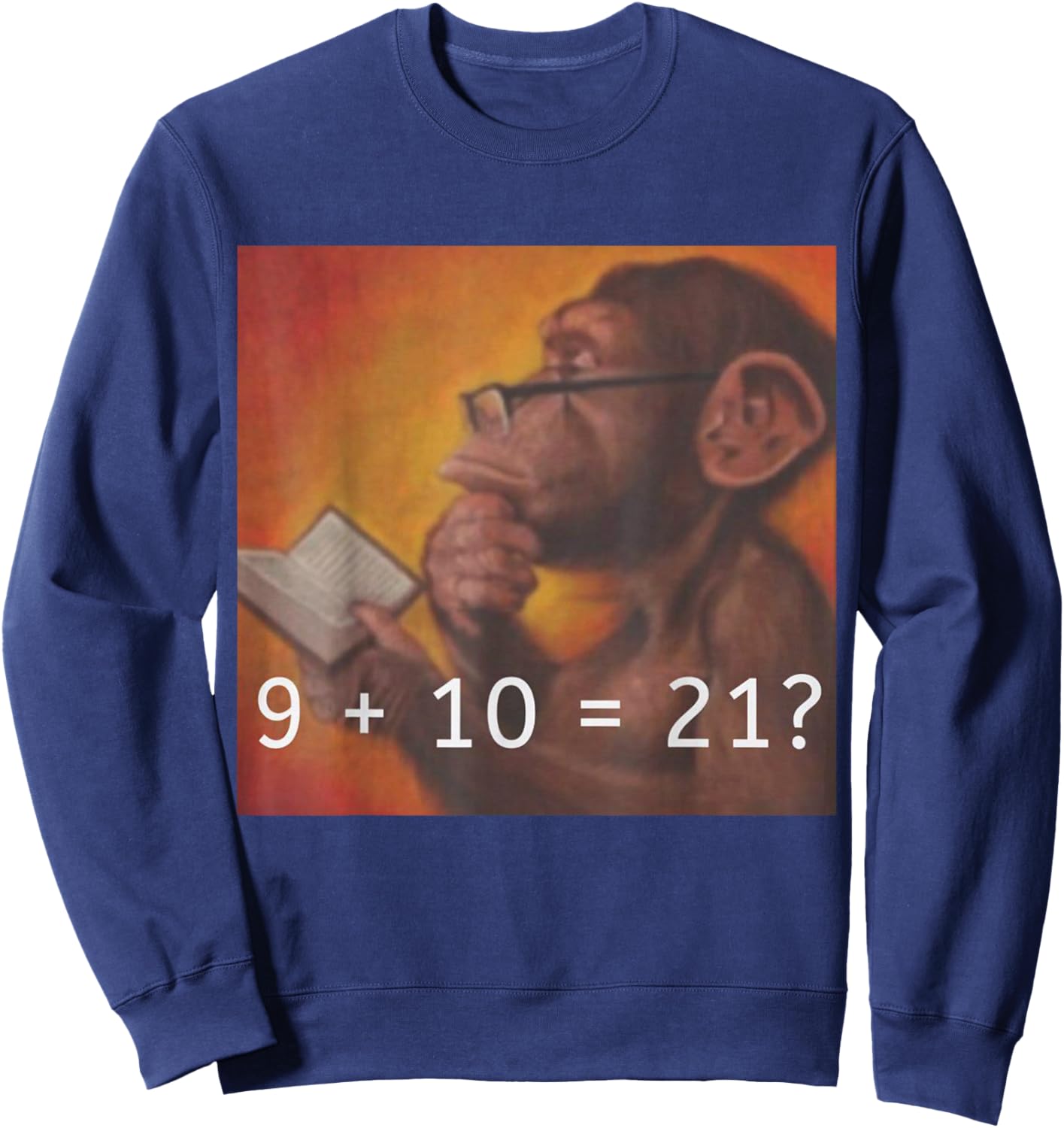 Thinking Monkey Meme Trending Funny Men Woman Kids Sweatshirt - Sweatshirt | Navy