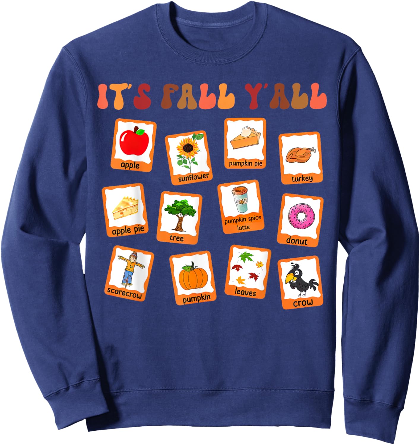 Retro It's Fall Y'all Special Education Teacher Fall Autumn Women Sweatshirt - Sweatshirt | Navy