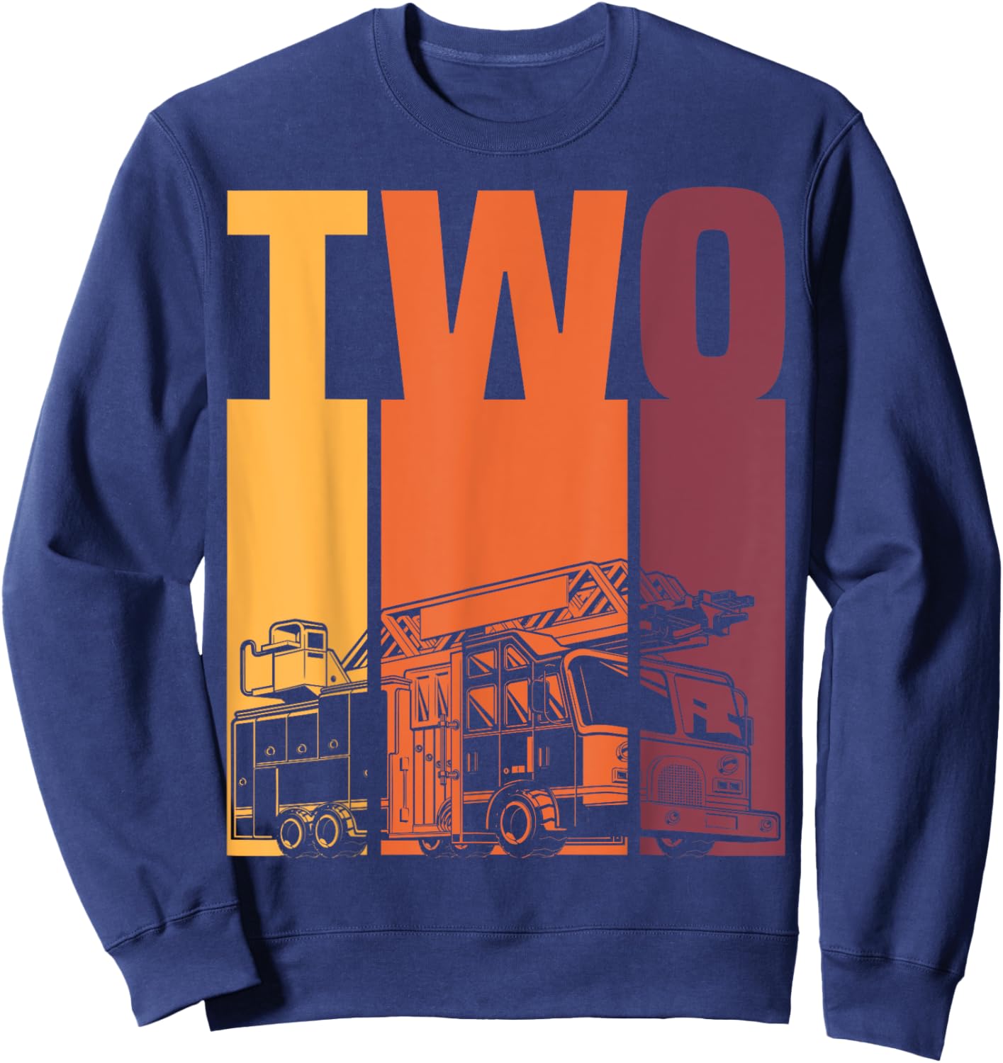 2 Year Old Firefighter Kids Fire Truck 2nd Birthday Boy Sweatshirt - Sweatshirt | Navy
