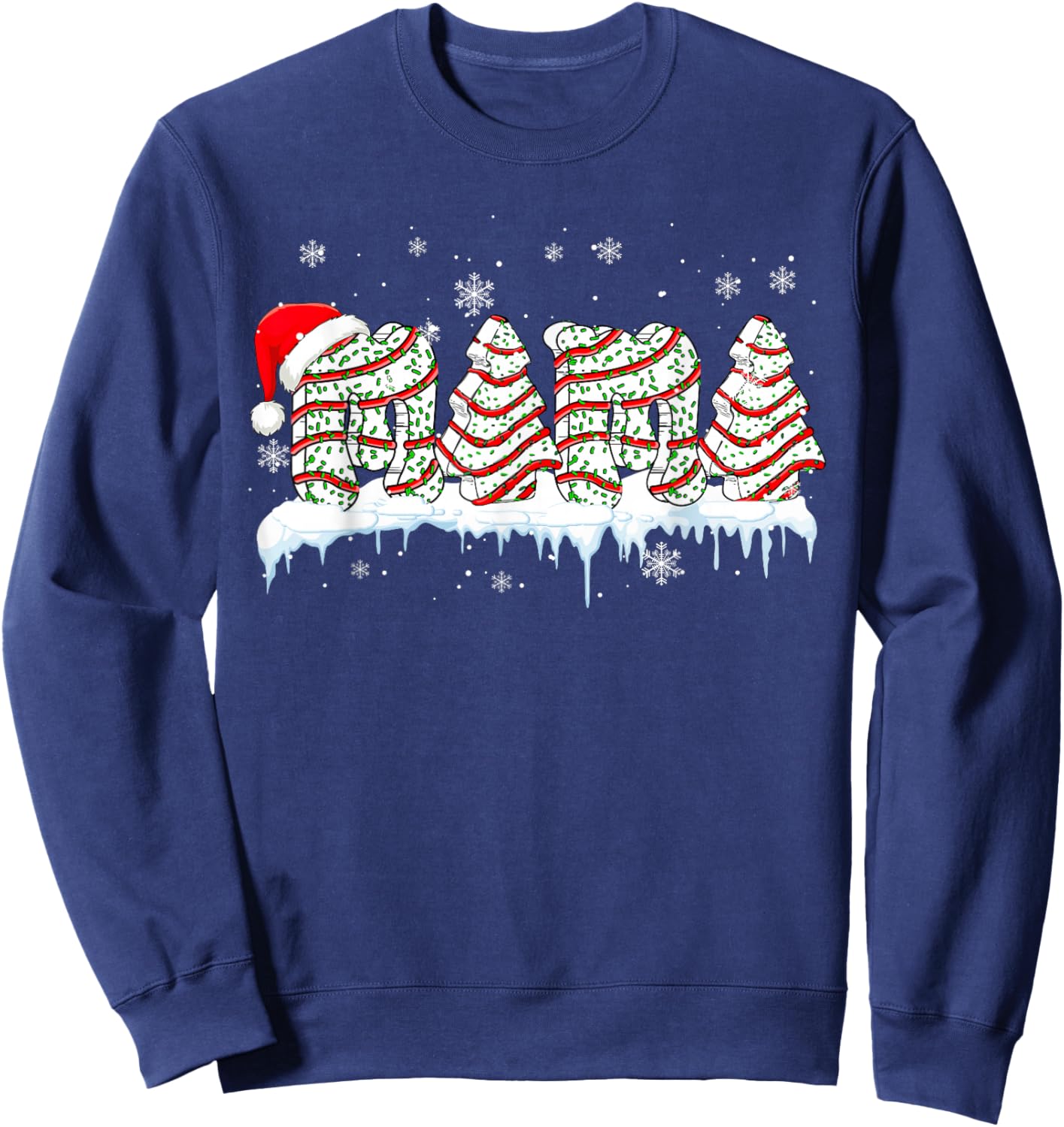 Mama Christmas Tree Cake Baker Santa Costume Family Group Sweatshirt - Sweatshirt | Navy
