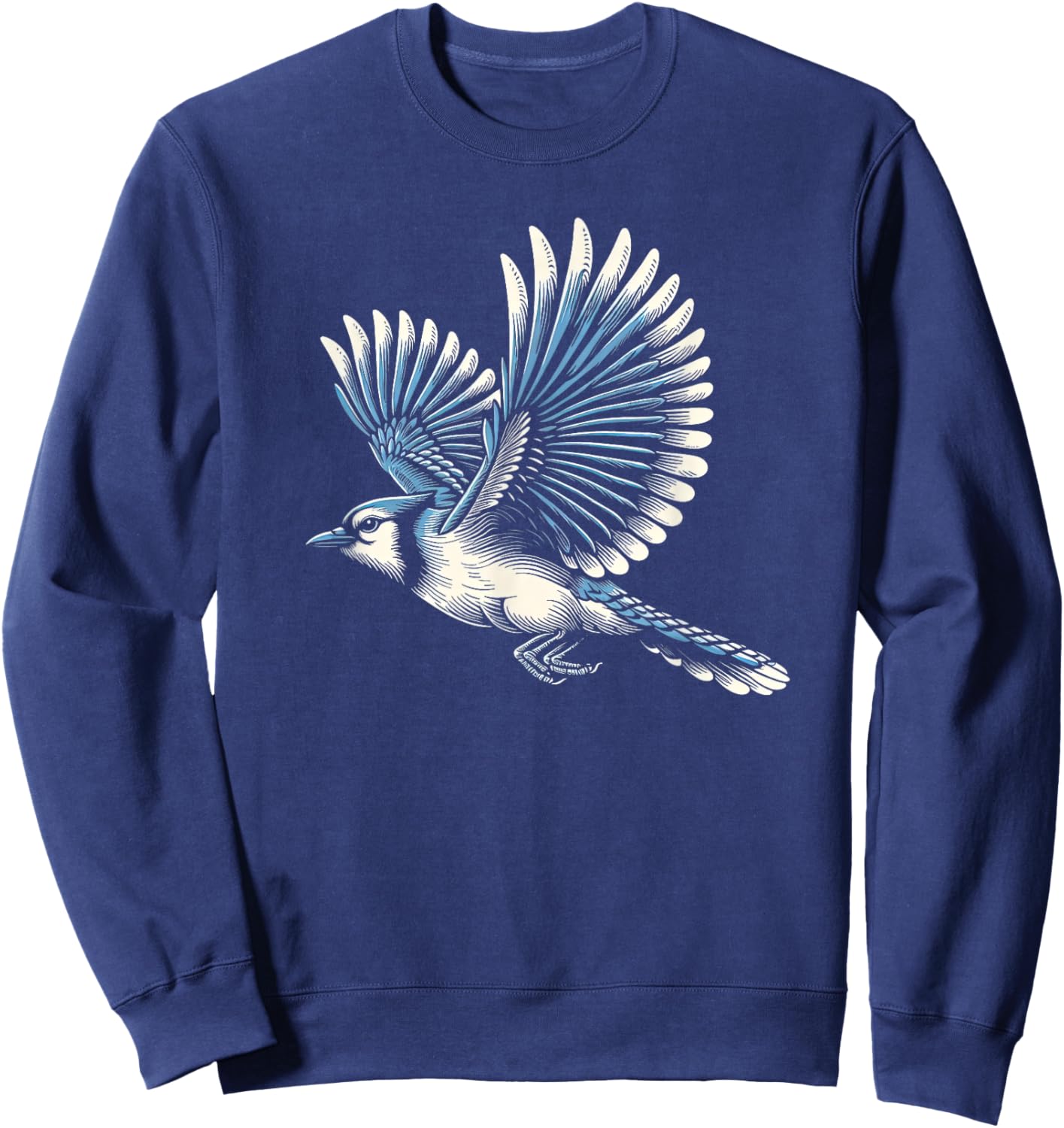 Flying Blue Jay Bird Graphic Art Design And Men Sweatshirt - Sweatshirt | Navy