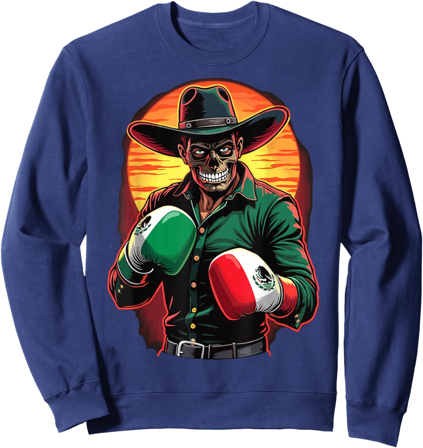 Mexican Cowboy Boxer Día de Muertos Boxing Sweatshirt - Sweatshirt | Navy