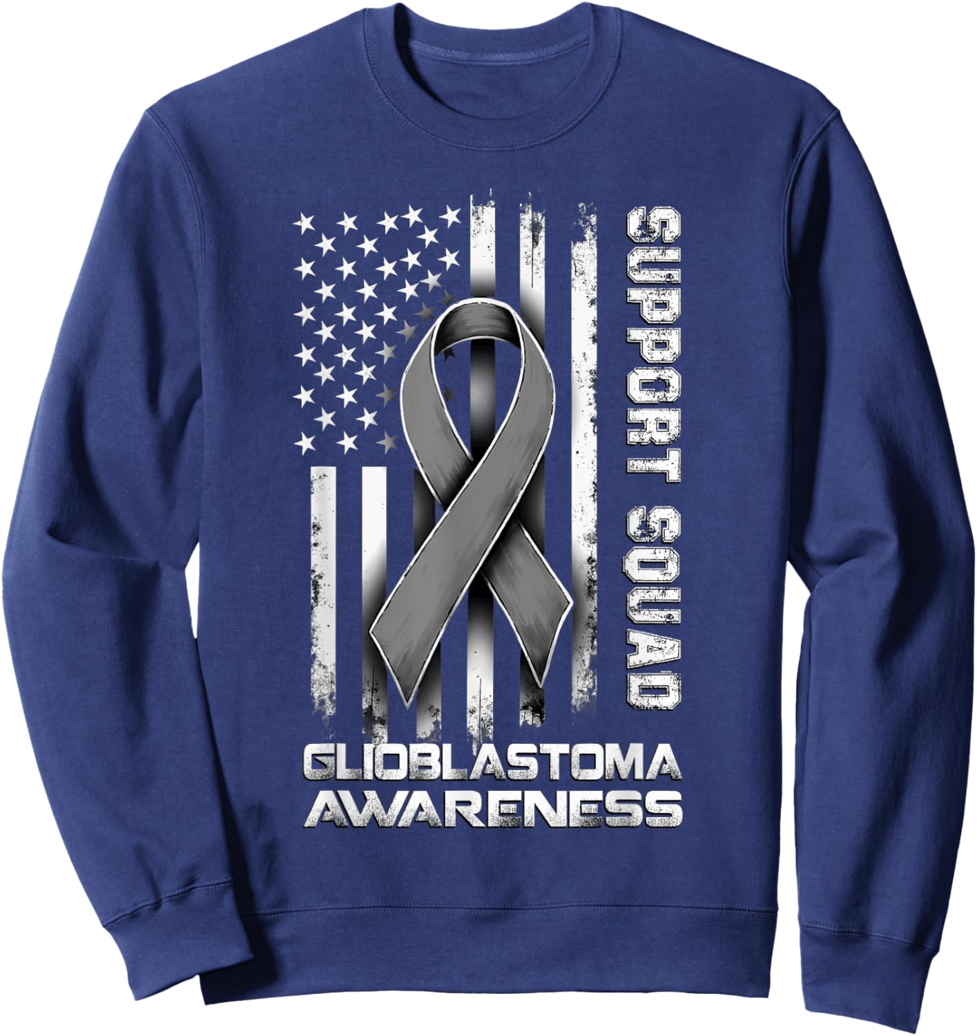 Retro Support Squad Glioblastoma Awareness Sweatshirt - Sweatshirt | Navy