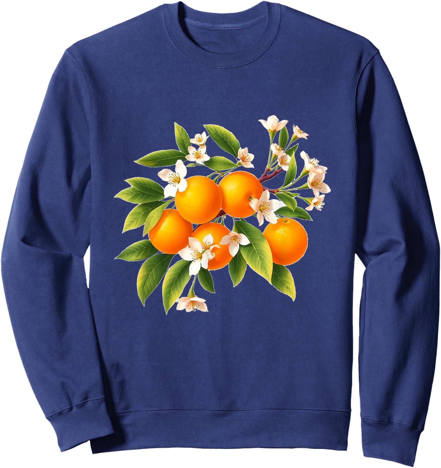 Elegant Orange Blossom Branch - Botanical Fruit Illustration Sweatshirt - Sweatshirt | Navy