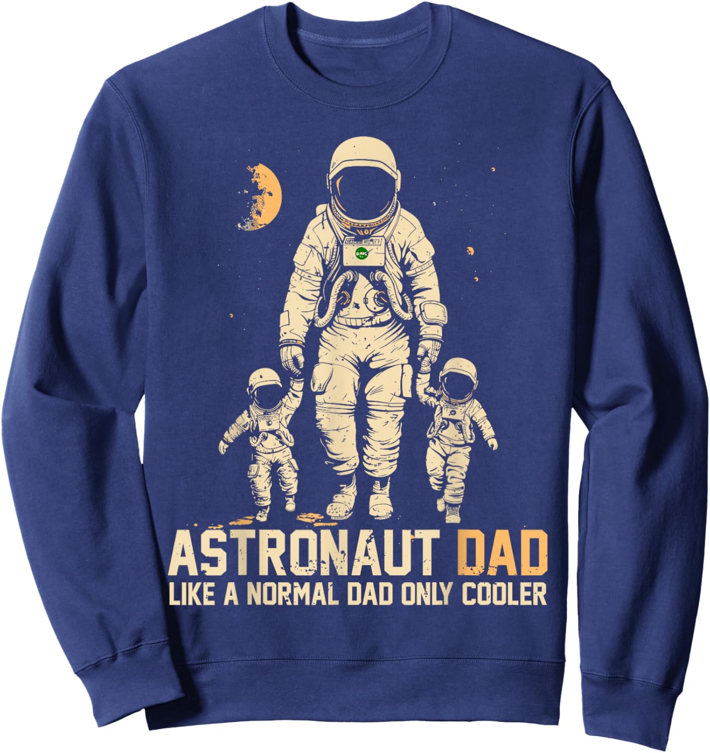 Astronaut Dad Funny Space Father Of 2 Kids Father's Day Twin Sweatshirt - Sweatshirt | Navy