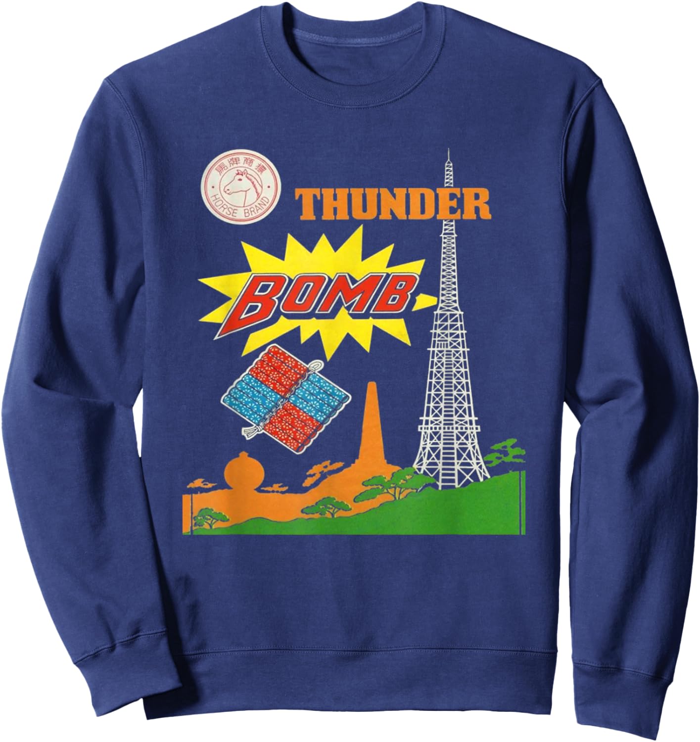 Fun Retro Style Vintage Firework Sweatshirt - Sweatshirt | Navy