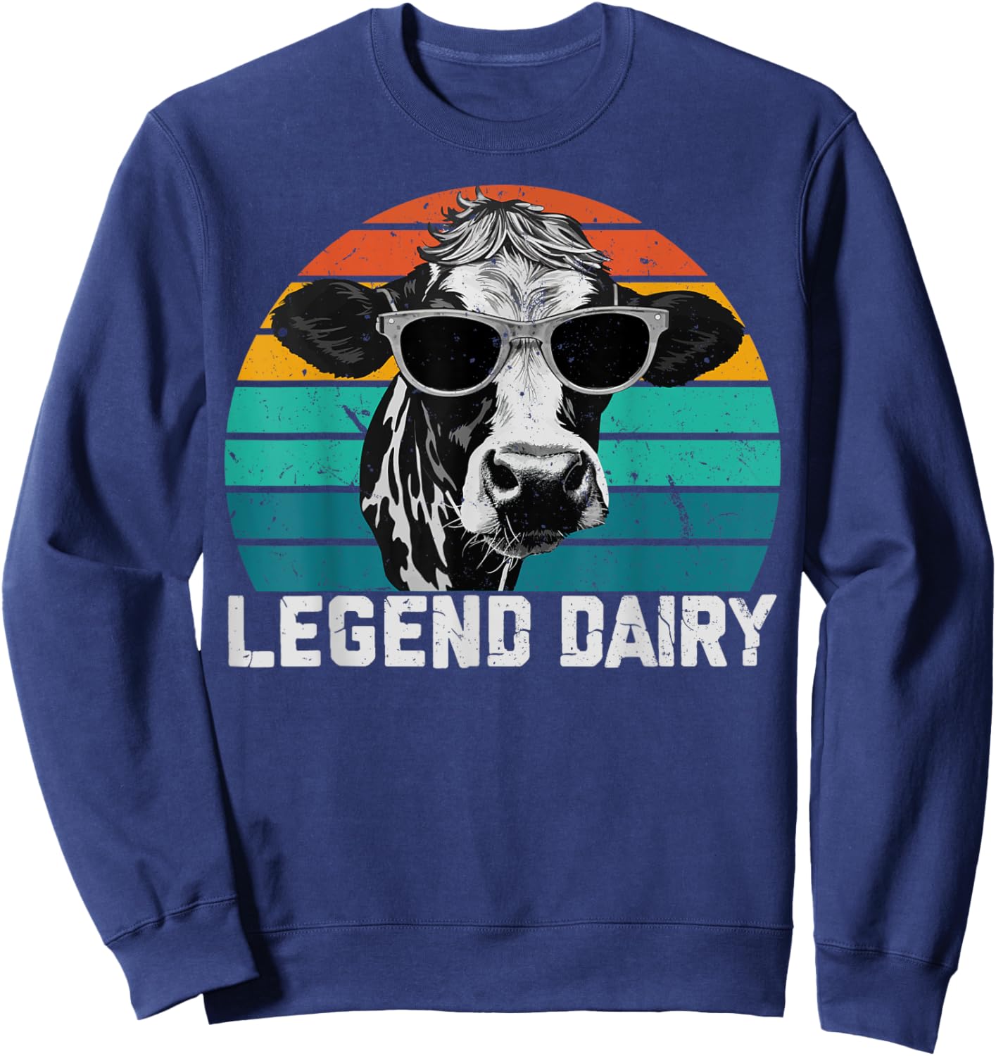Legend Dairy Funny Farmer Cow Farmer Pun Graphic Sweatshirt - Sweatshirt | Navy