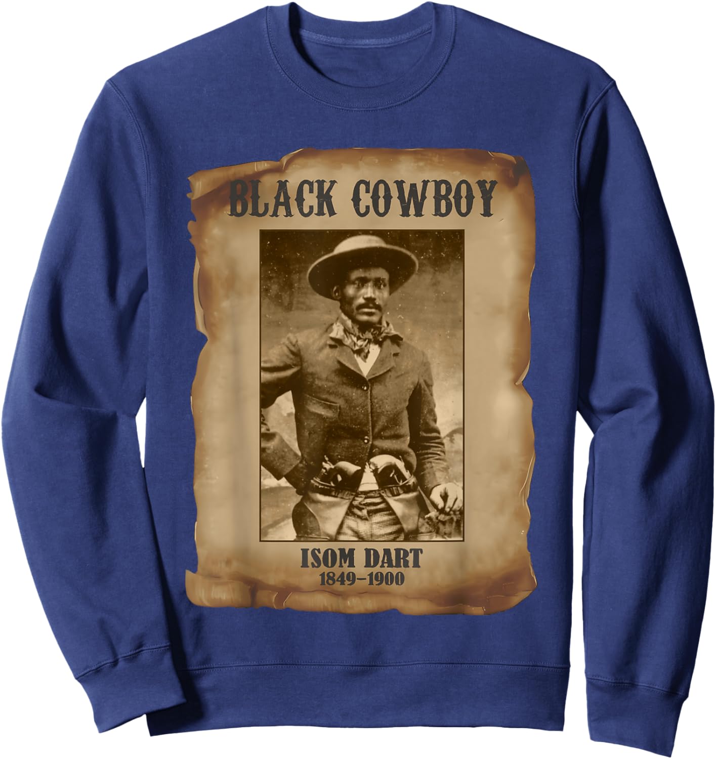 ISOM Dart Black Cowboy African American Western Outlaw Sweatshirt - Sweatshirt | Navy