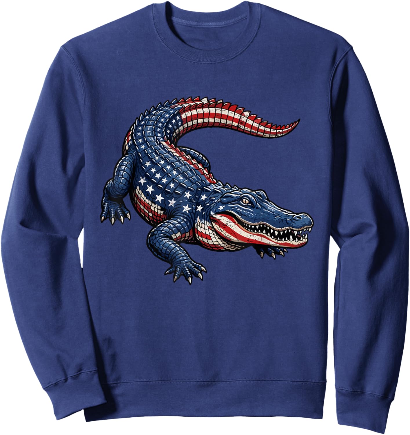 American Flag Alligator USA Patriotic Sweatshirt - Sweatshirt | Navy