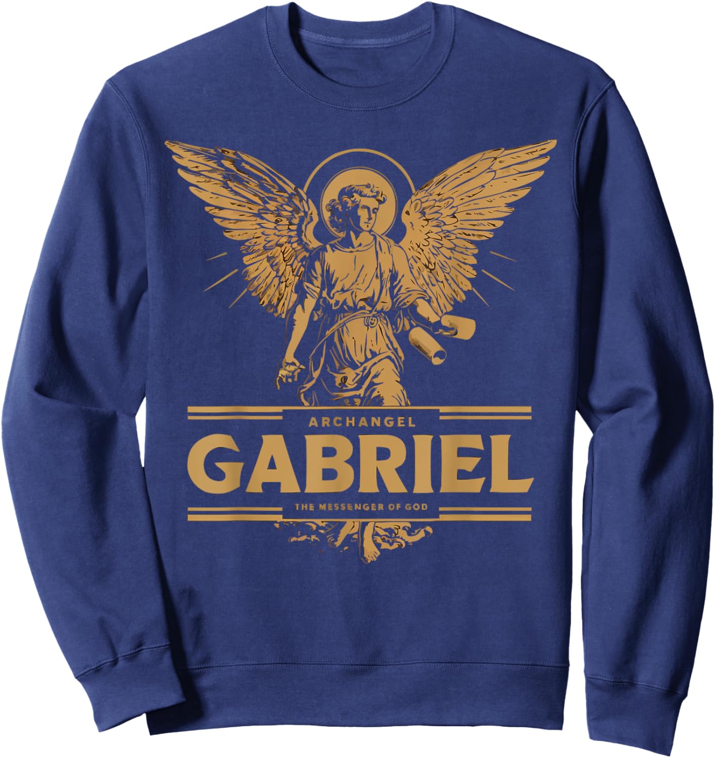 Archangel Gabriel Catholic Christianity Guardian Angel - Archangel Grabriel Christianity SteMi Apparel - -Adults - Black - Small - Short Sleeve Sweatshirt - Sweatshirt | Navy