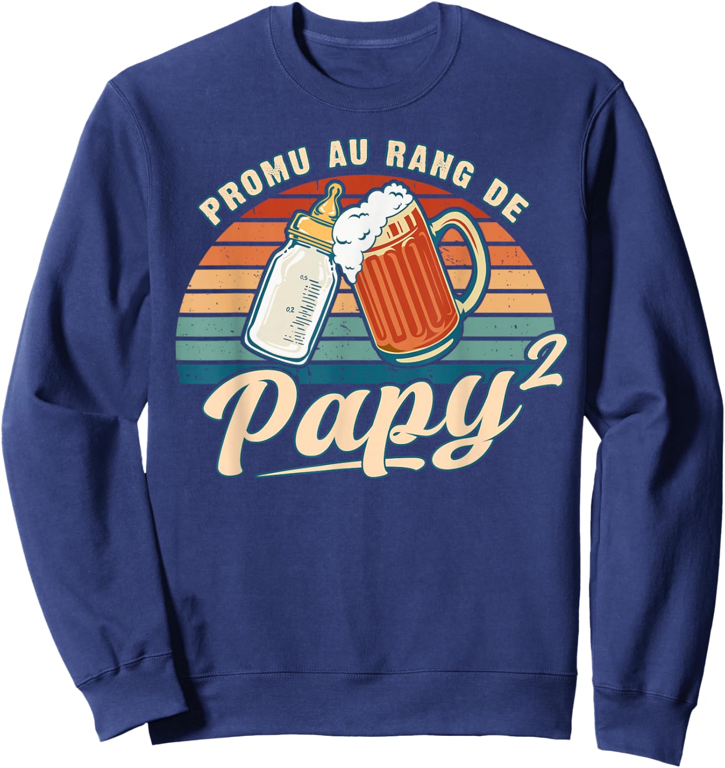 Promoted Grandpa 2 Little Child Birth Announcement Future Grandfather Sweatshirt - Sweatshirt | Navy