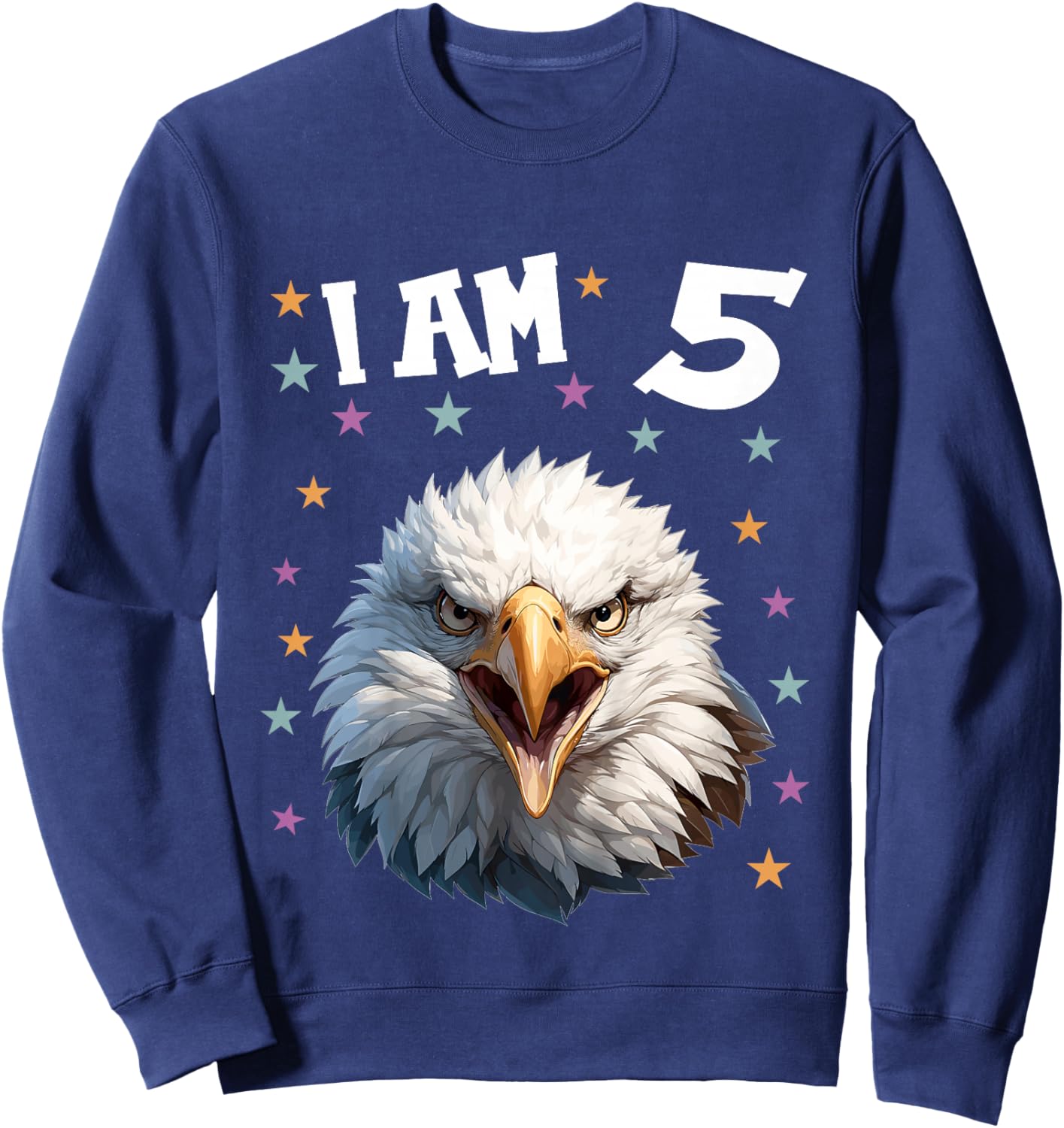 Kids 5 Years old 5 birthday Bald Eagles Boy Girl Bald Eagle Sweatshirt - Sweatshirt | Navy