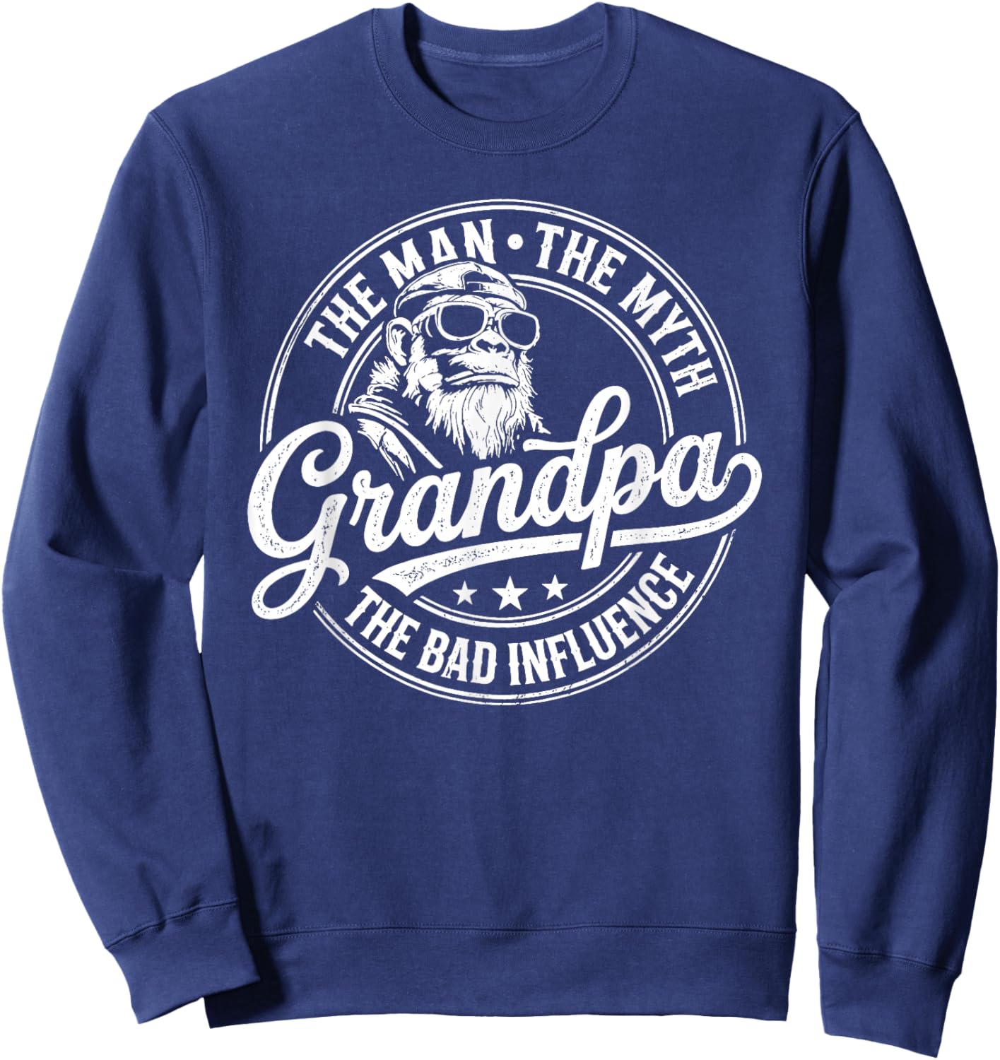 The Man The Myth Grandpa The Bad Influence Monkey Sweatshirt - Sweatshirt | Navy