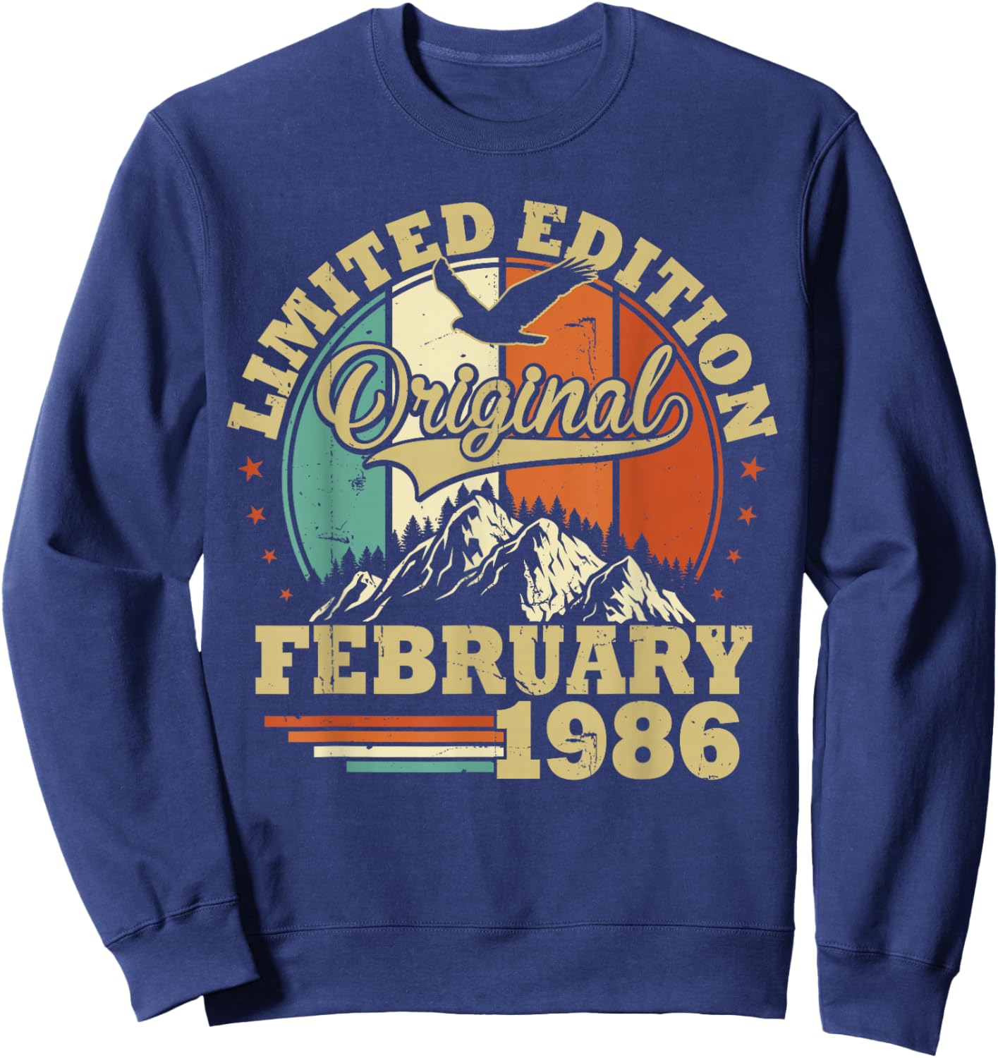 Birthday 40 Years Vintage February 1986 Men and Women Sweatshirt - Sweatshirt | Navy