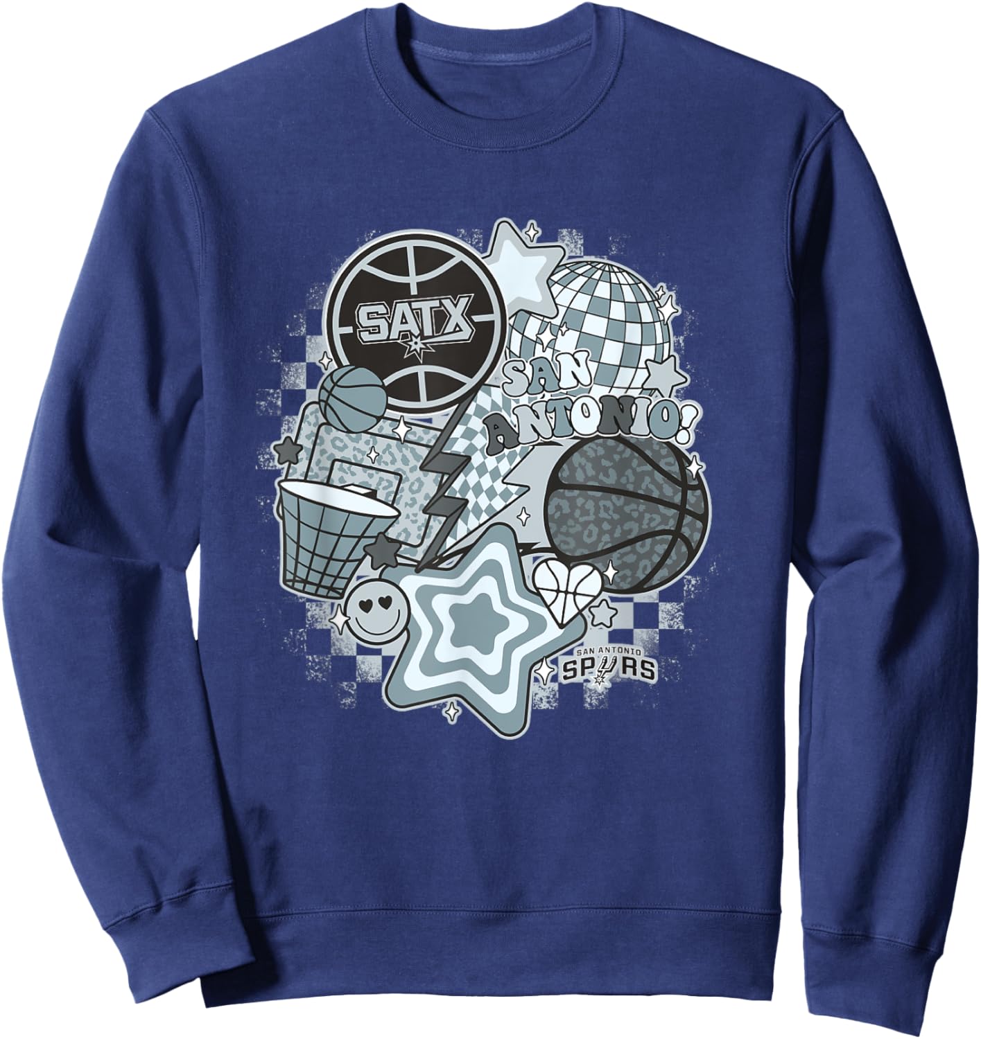 NBA San Antonio Spurs Psychedelic Basketball Collage Sweatshirt - Sweatshirt | Navy