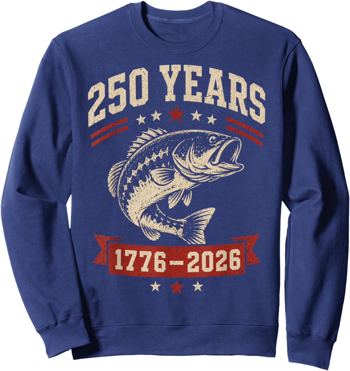 Patriotic Fish Freedom Flag 250 Years USA Fishing 4th July Sweatshirt - Sweatshirt | Navy