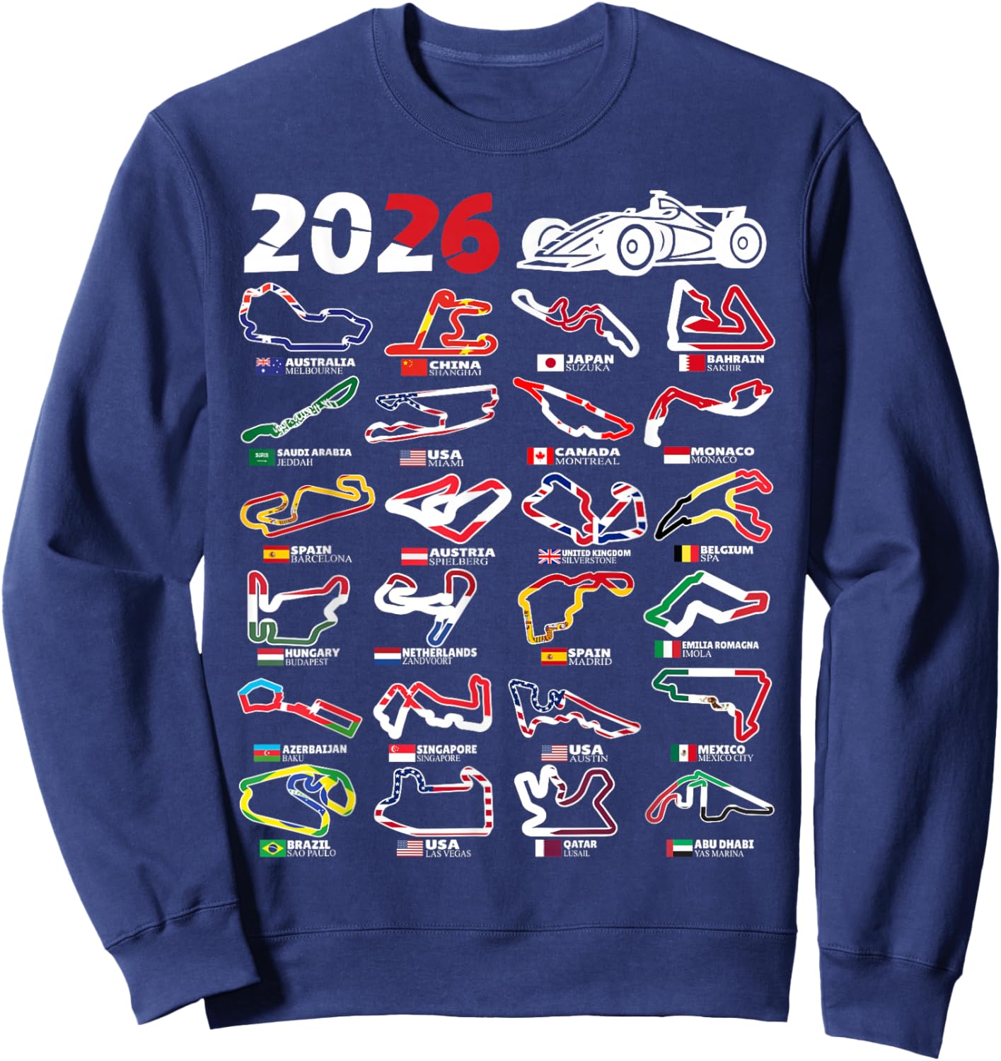 2026 Calendar Circuits Racing Fan Sweatshirt - Sweatshirt | Navy