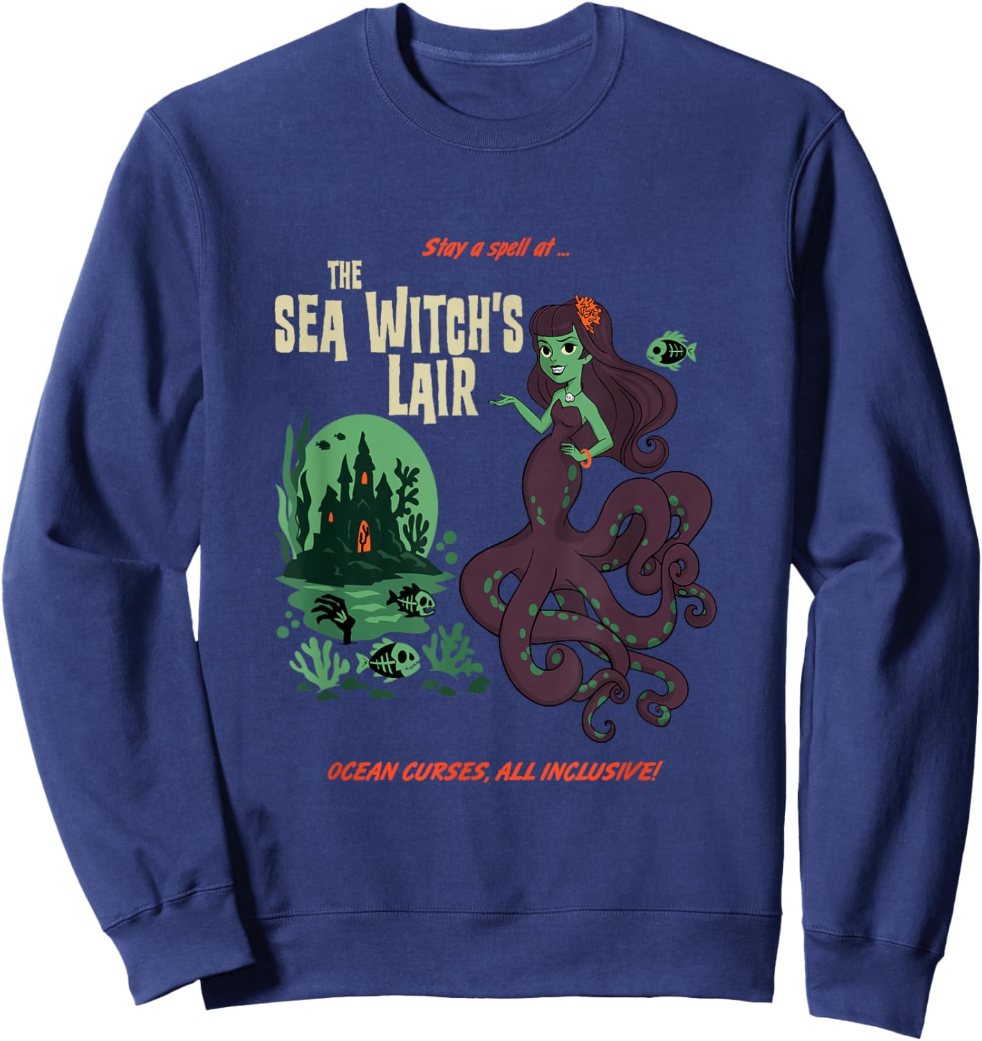 Sea Witch's Lair - Retro Kitsch, Mermaid & Witch core Sweatshirt - Sweatshirt | Navy