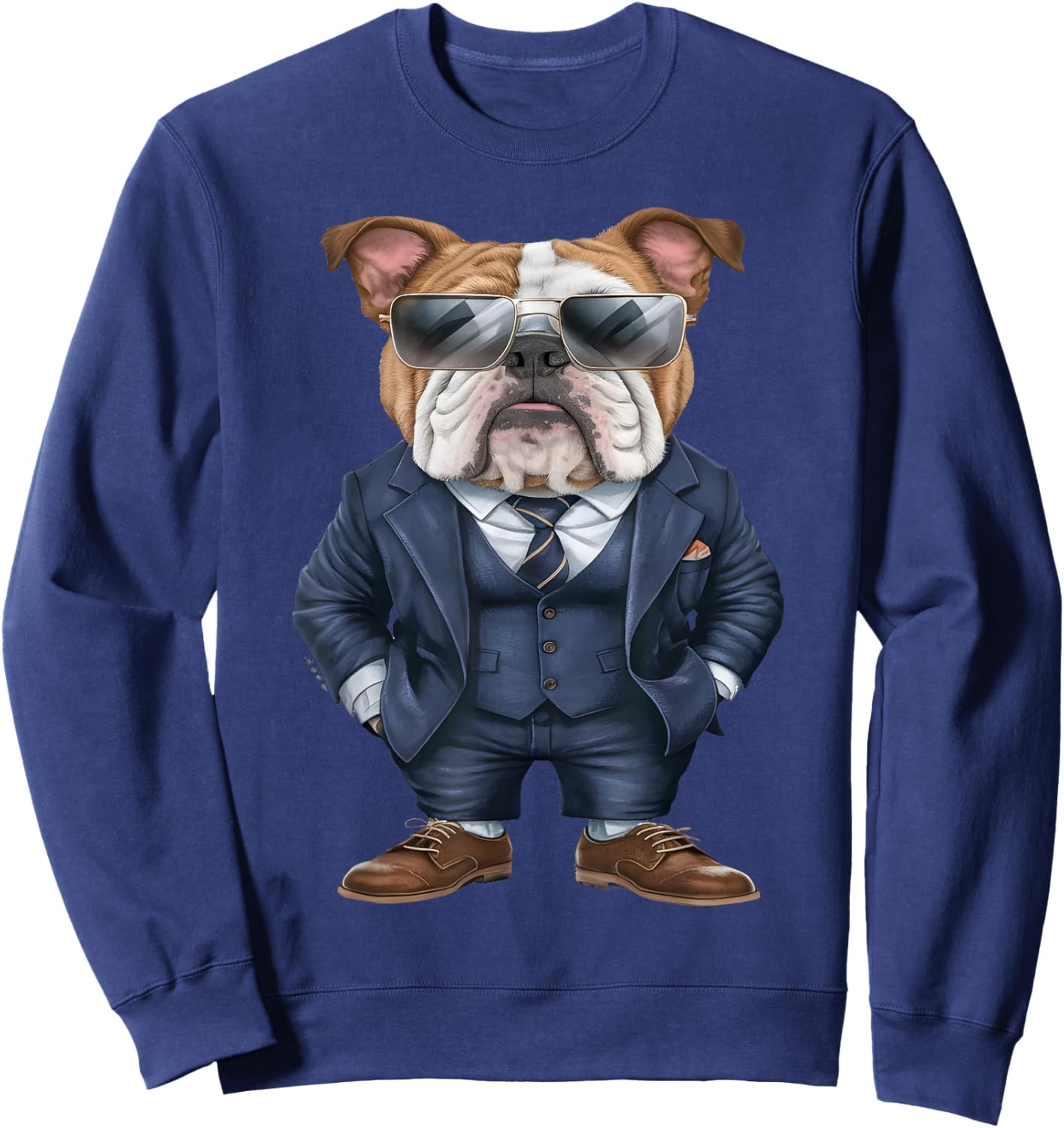 Men Woman English Bulldog Suit English Bulldog Sweatshirt - Sweatshirt | Navy