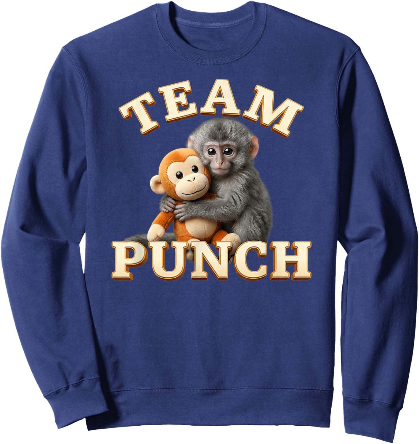 Team Punch Adorable Monkey Hugging Toy Sweatshirt - Sweatshirt | Navy