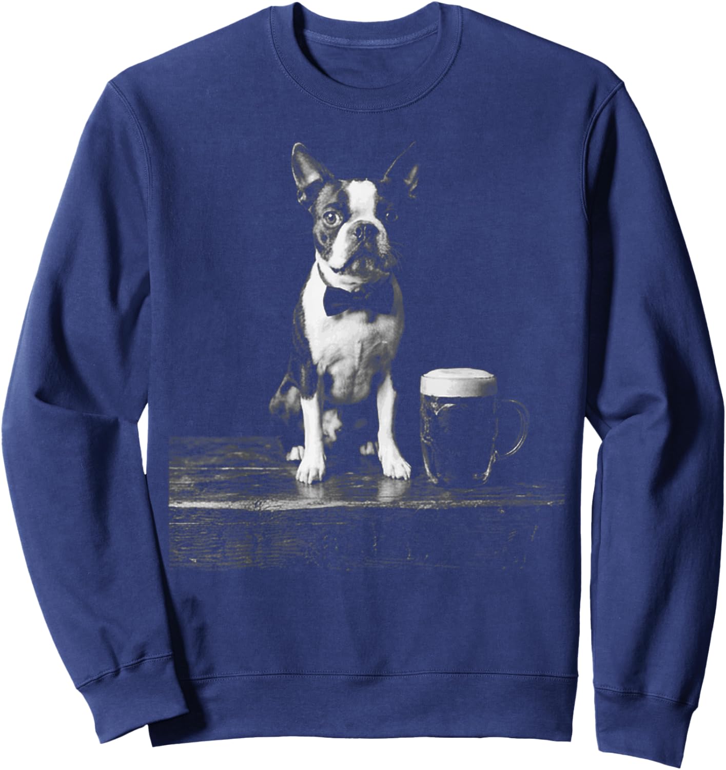 Boston Terrier Drinking Beer Funny Dog Meme Sweatshirt - Sweatshirt | Navy