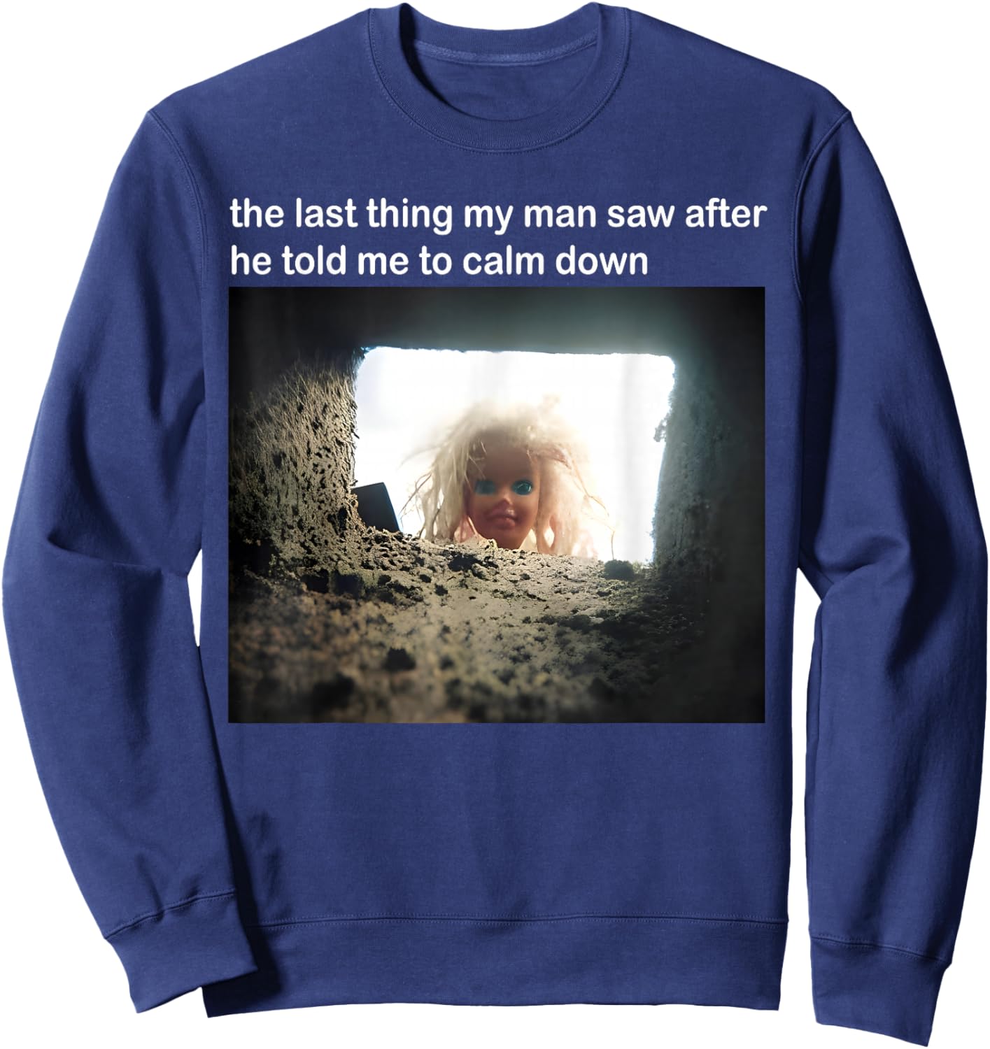 Visage de poupée Vieilli Meme Sweatshirt - Sweatshirt | Navy