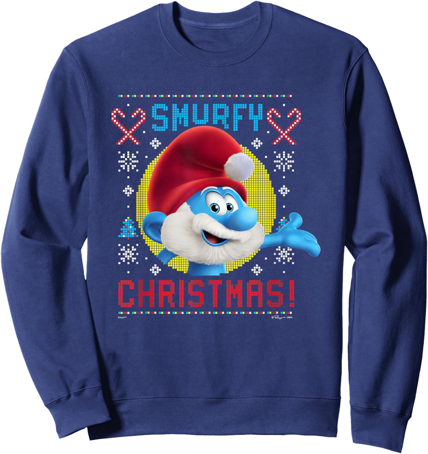 The Smurfs Papa Smurf Smurfy Christmas Ugly Sweater Logo Sweatshirt - Sweatshirt | Navy