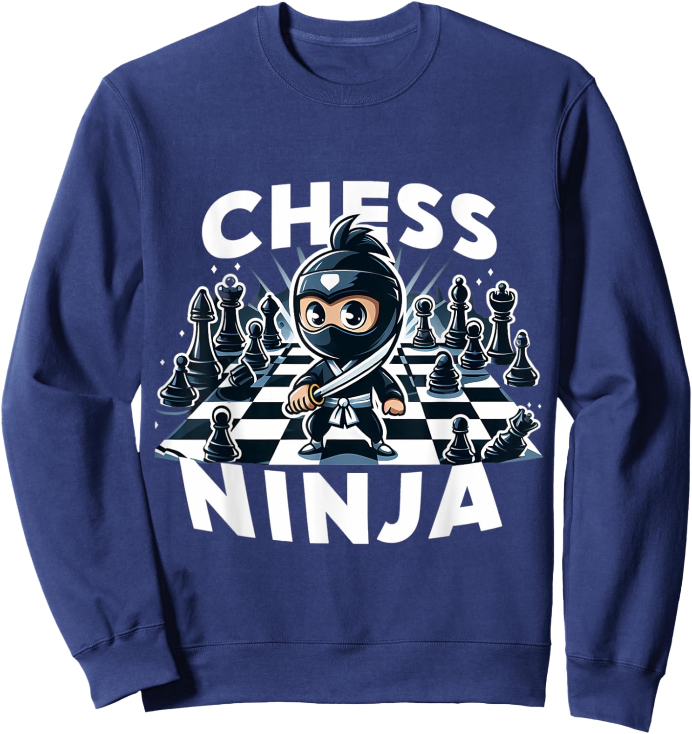 Chess Ninja Cartoon Kids Boys Girls Player Children's Youth Sweatshirt - Sweatshirt | Navy