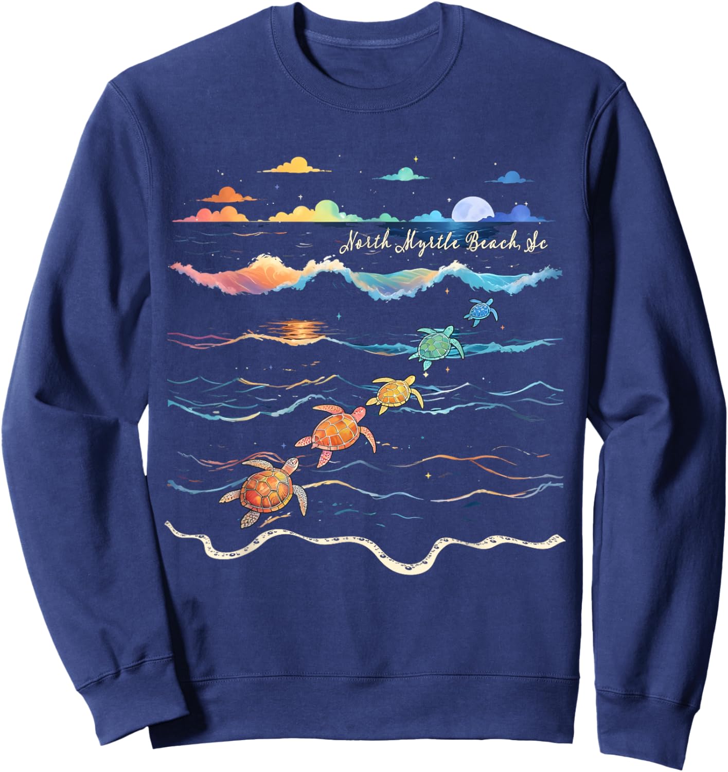 North Myrtle Beach South Carolina Sea Turtle Lover Beach Sweatshirt - Sweatshirt | Navy
