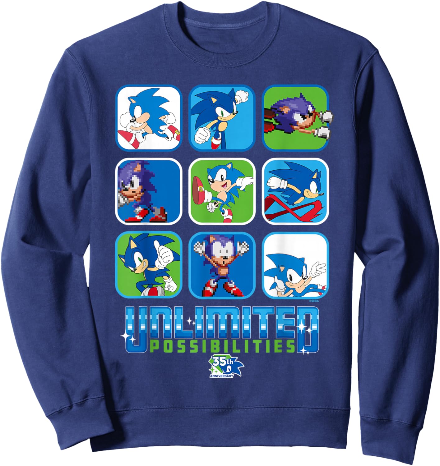 Sonic the Hedgehog - 35th Anniversary Grid Sweatshirt - Sweatshirt | Navy