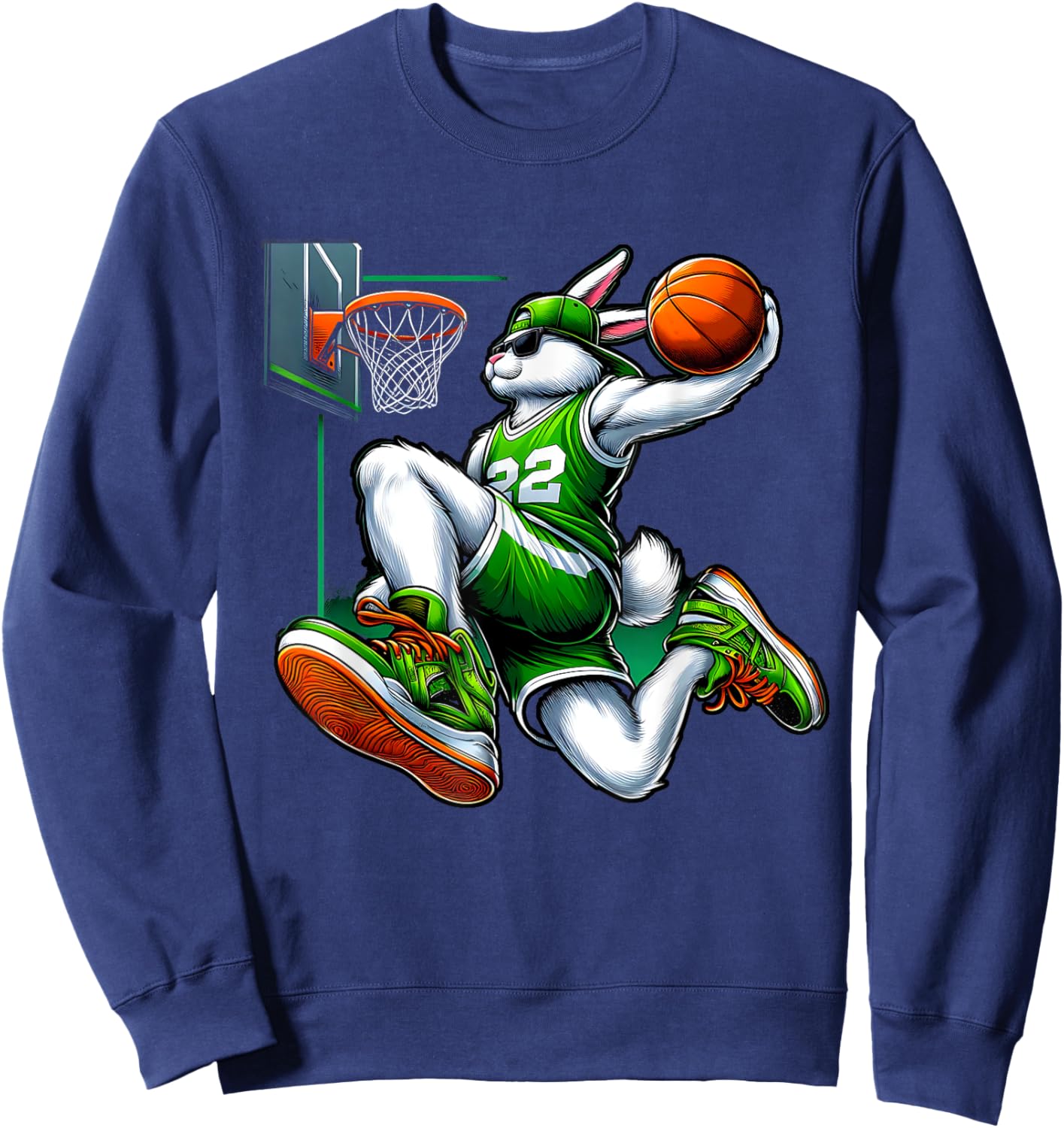 Easter Bunny Basketball Funny Easter Basketball Boys Kids Sweatshirt - Sweatshirt | Navy