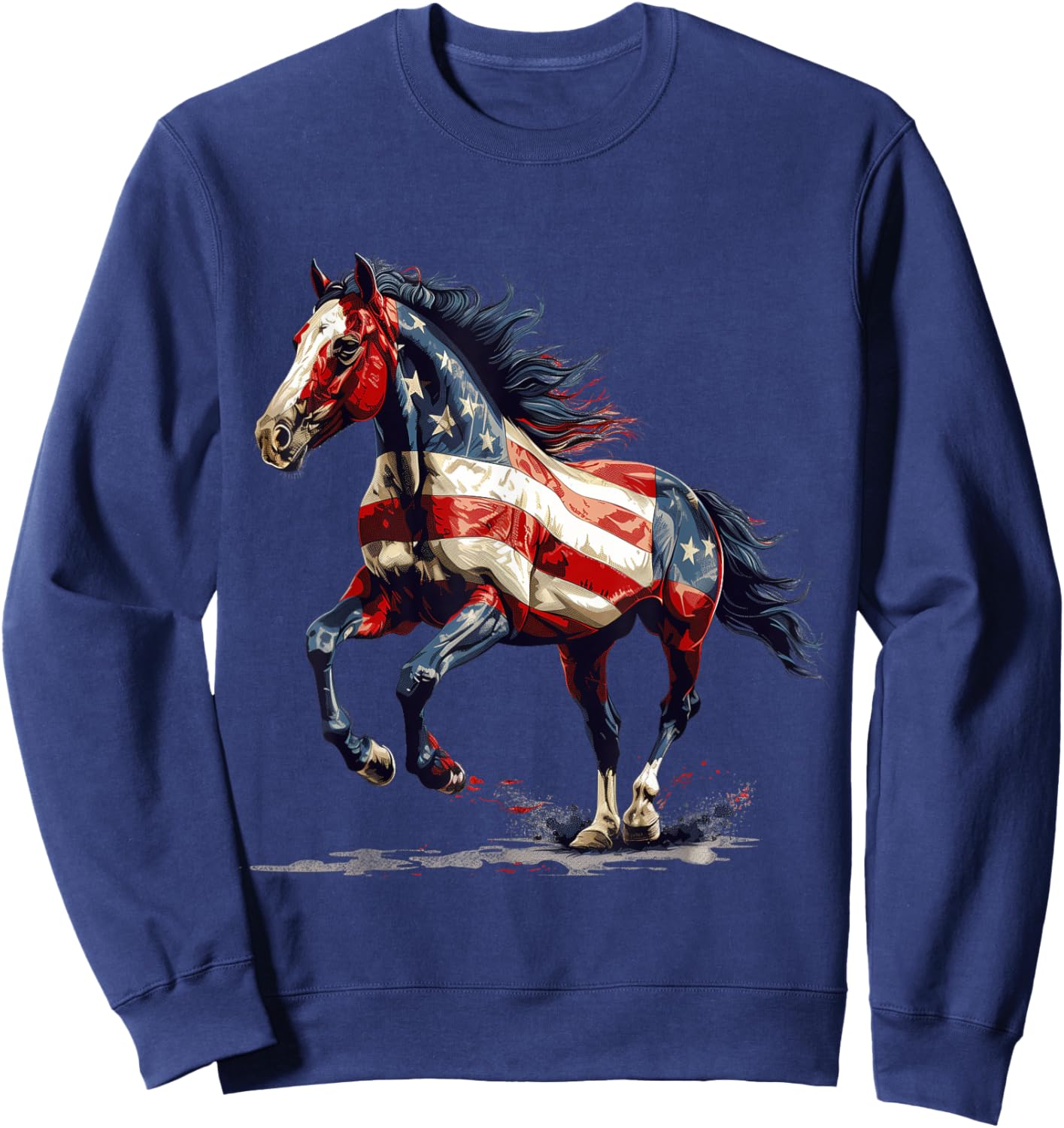 Patriotic Horse USA Flag Vintage Horse 4th Of July Sweatshirt - Sweatshirt | Navy