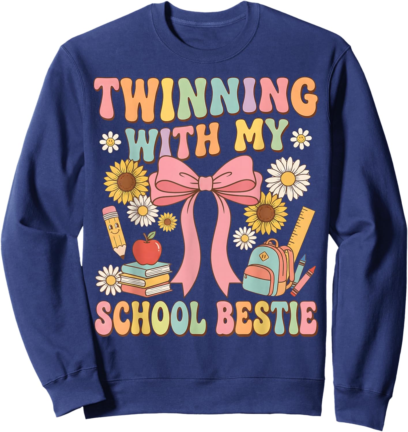 Twinning with My School Bestie Cute Matching Friend Twin Day Sweatshirt - Sweatshirt | Navy
