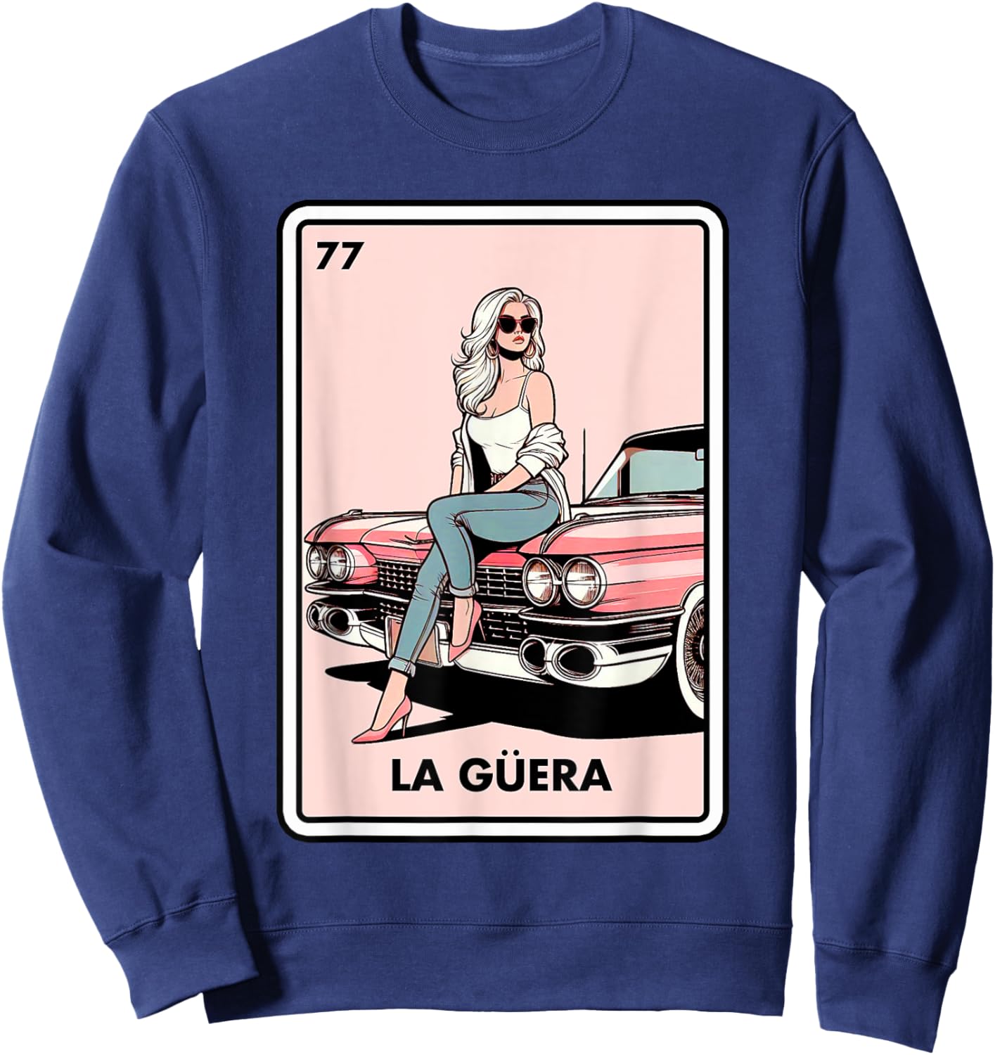 Mexican Chicana Chingona Girls La Guera Mexican Bingo Card Sweatshirt - Sweatshirt | Navy