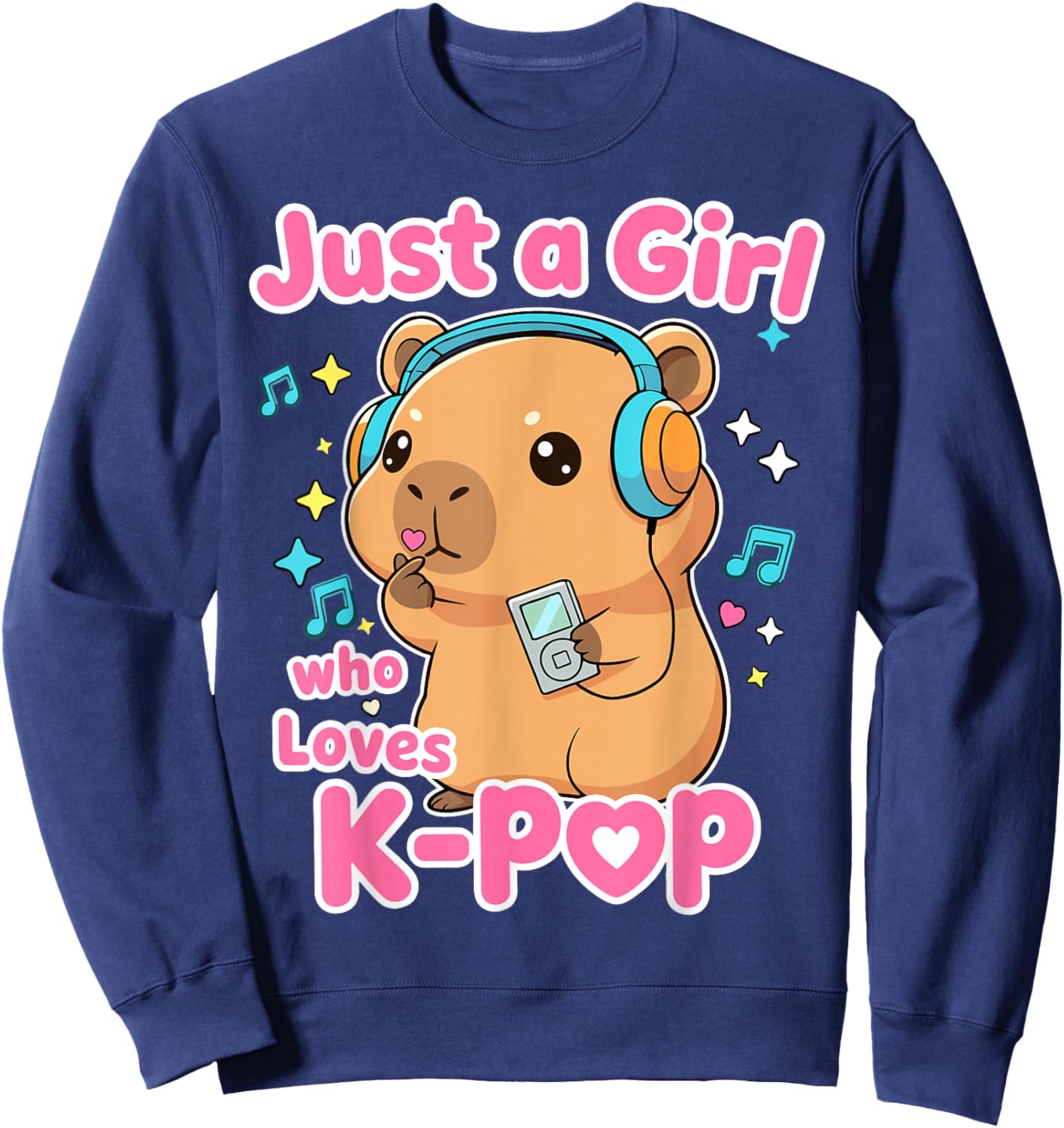 Just A Girl Who Loves K-Pop Cute Capybara Sweatshirt - Sweatshirt | Navy