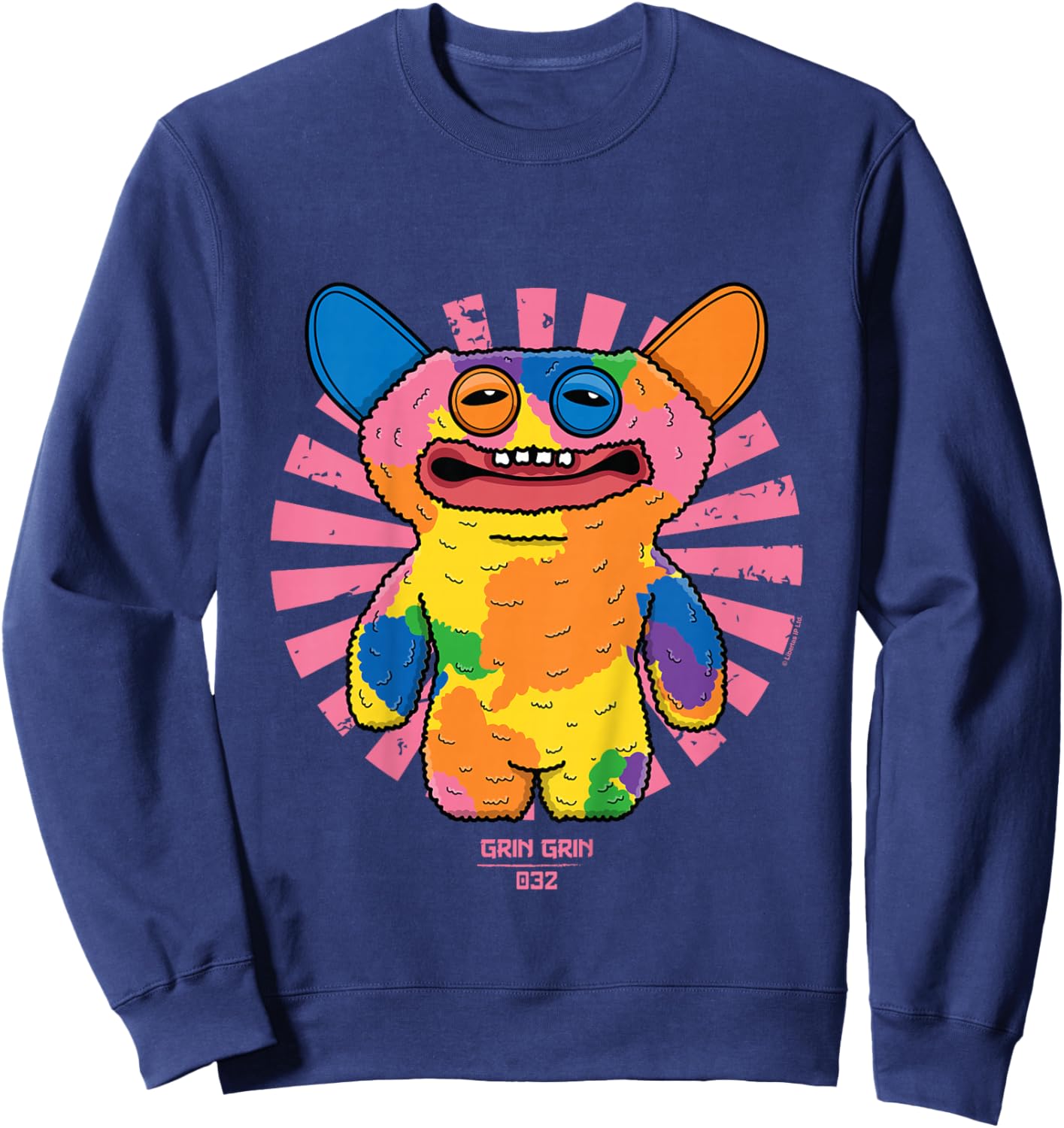 Fuggler Grin Grin Snuggler Retro Japanese Text Kids Sweatshirt - Sweatshirt | Navy