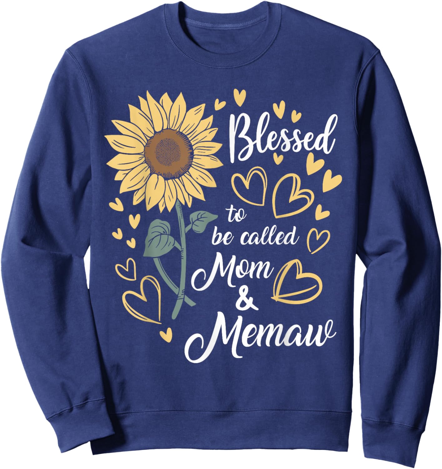 Blessed To Be Called Mom & Memaw Sunflower Sweatshirt - Sweatshirt | Navy