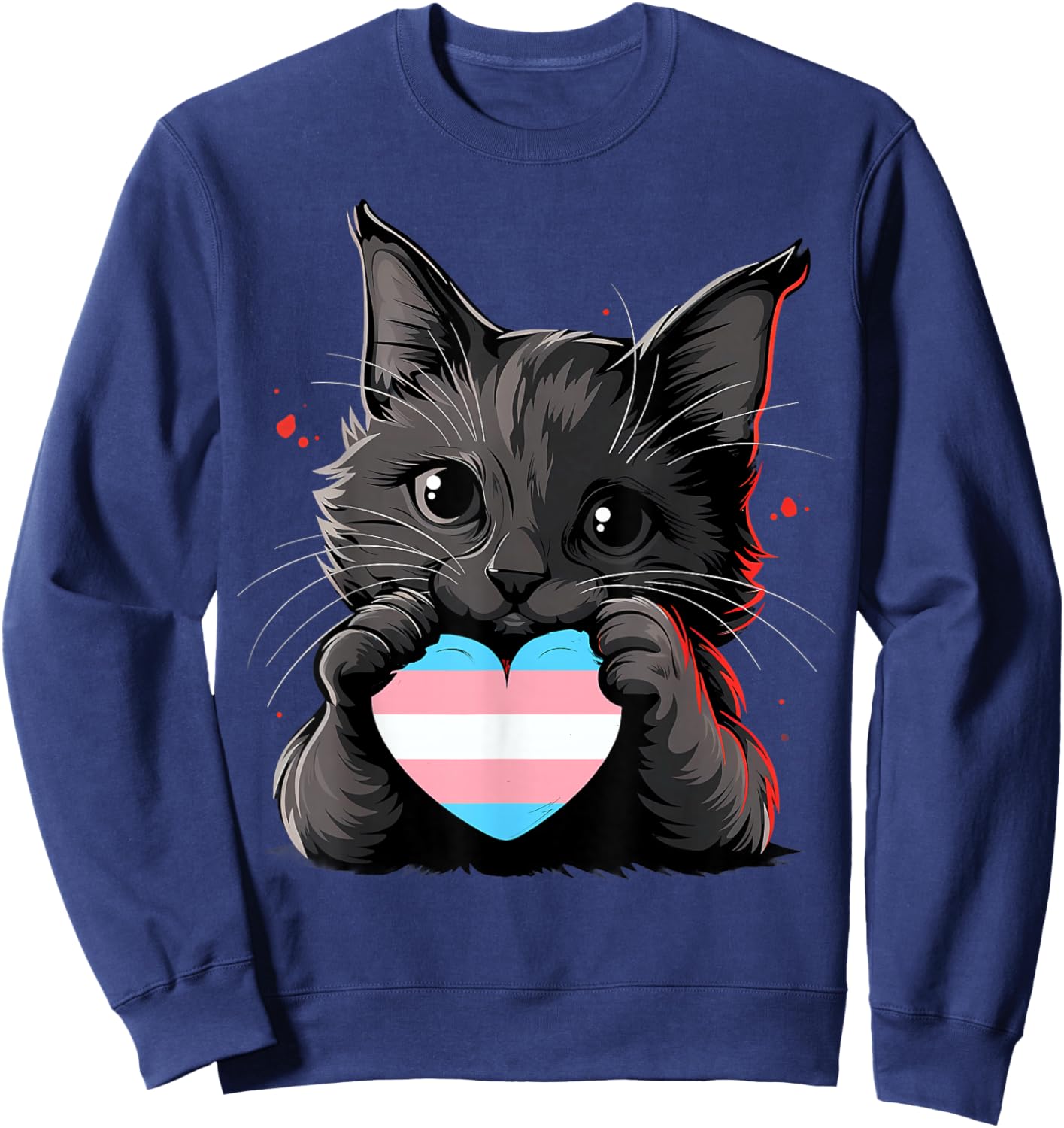 Transgender LGBT Cat Trans Transsexuality Transsexual Flag Sweatshirt - Sweatshirt | Navy