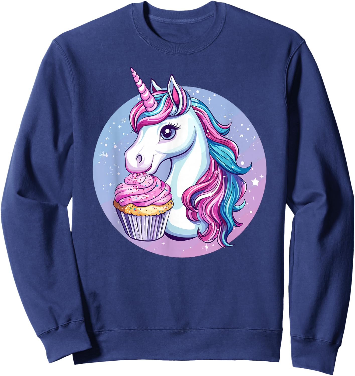 Unicorn With Cupcake Starry Delight Sweatshirt - Sweatshirt | Navy