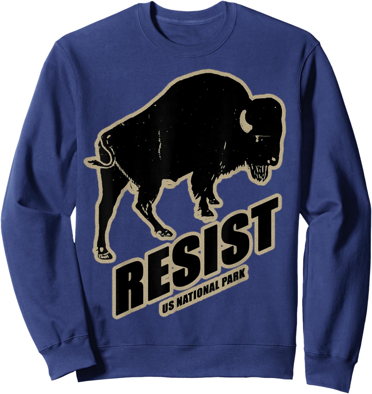 US National Park Resist Service Bison Buffalo Vintage Sweatshirt - Sweatshirt | Navy