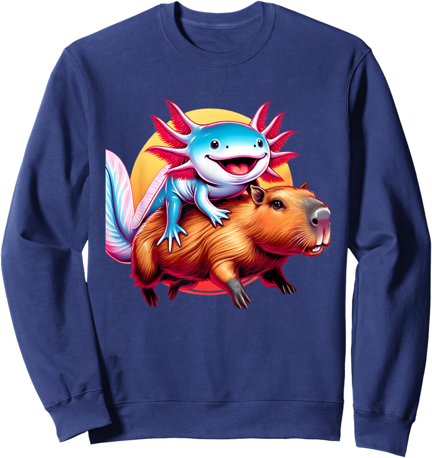 Funny Capybara Men Women Kids Boys Axolotl Lover Sweatshirt - Sweatshirt | Navy